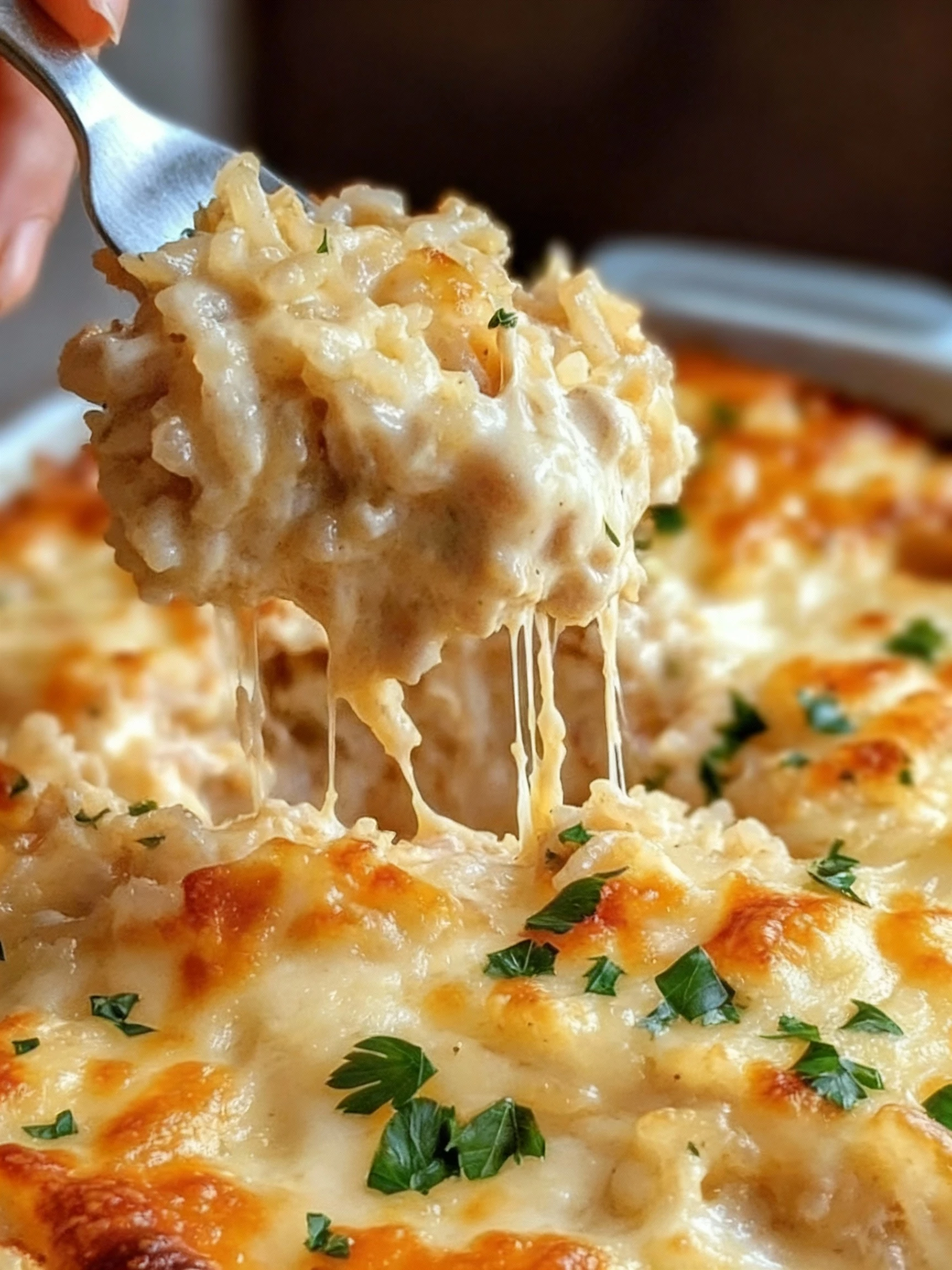 French Onion Chicken Rice Bake finished