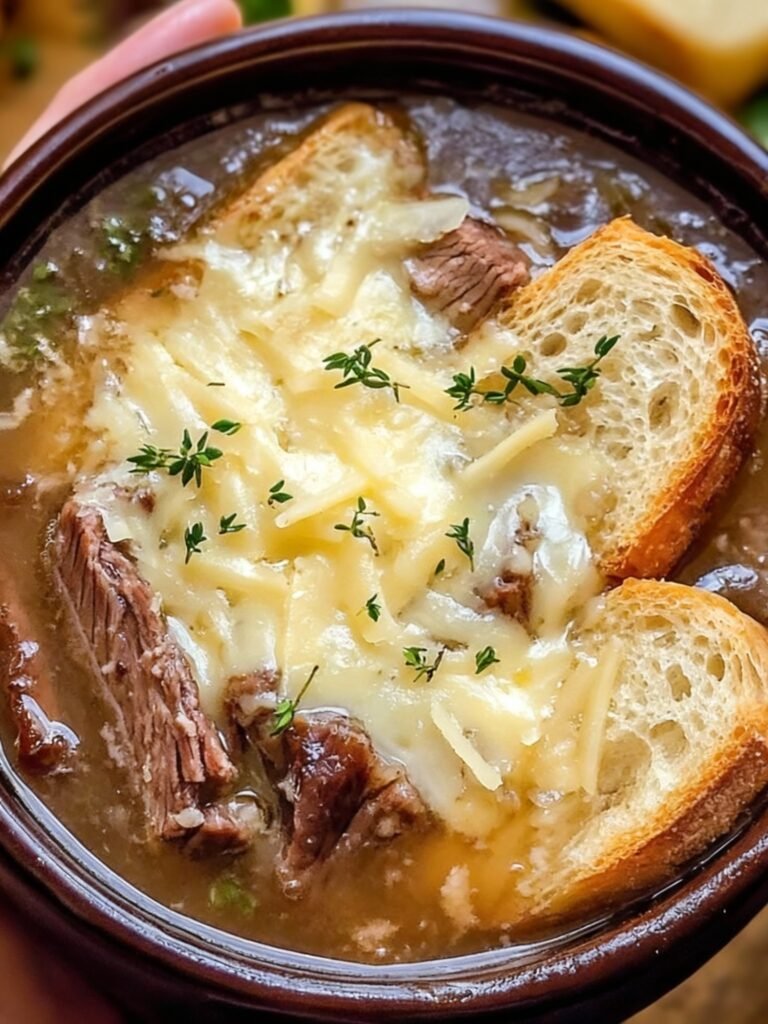 French Onion Short Rib Soup With Cheesy Gruyère Toast
