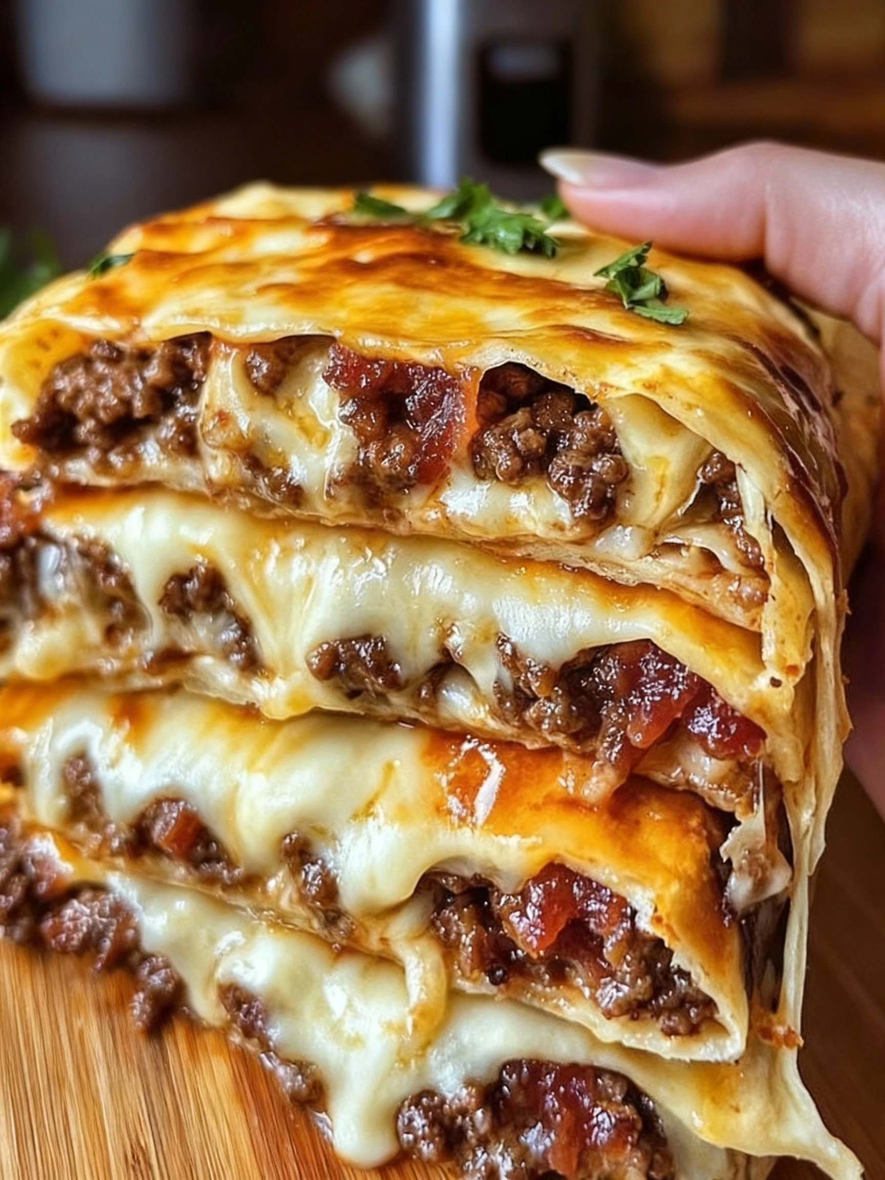 Garlic Butter Bacon Cheeseburger Rollups finished