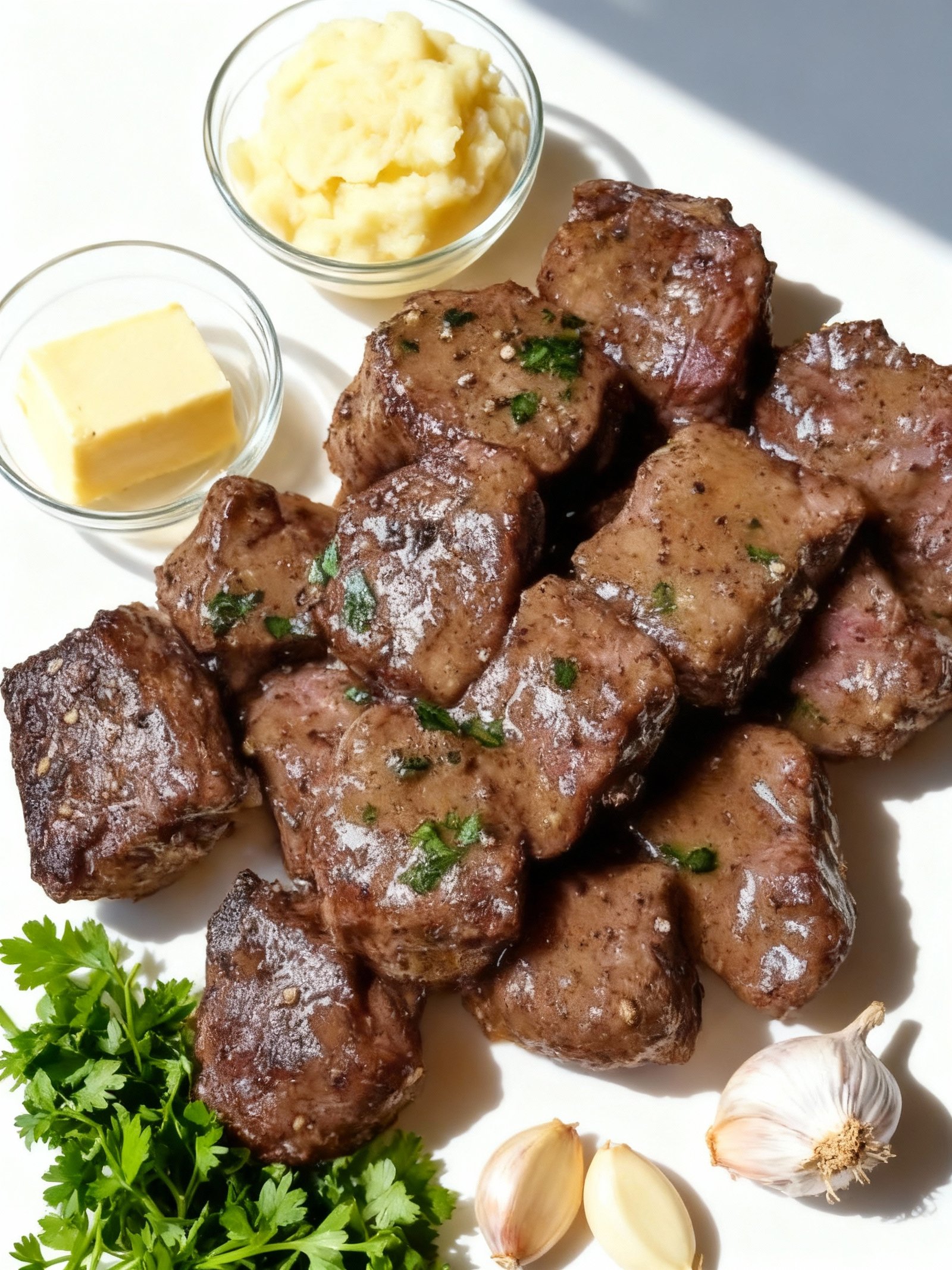 Garlic Butter Beef Bites with Creamy Mashed Potatoes ingredients
