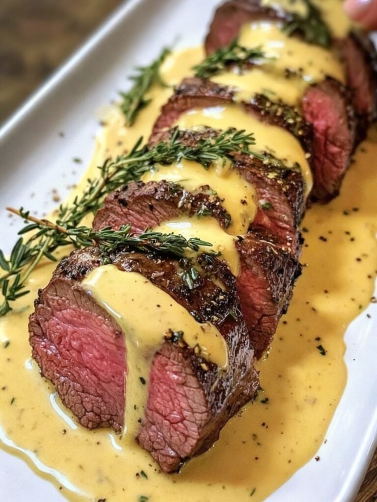 Garlic-Herb Beef Tenderloin with Creamy Bearnaise Recipe