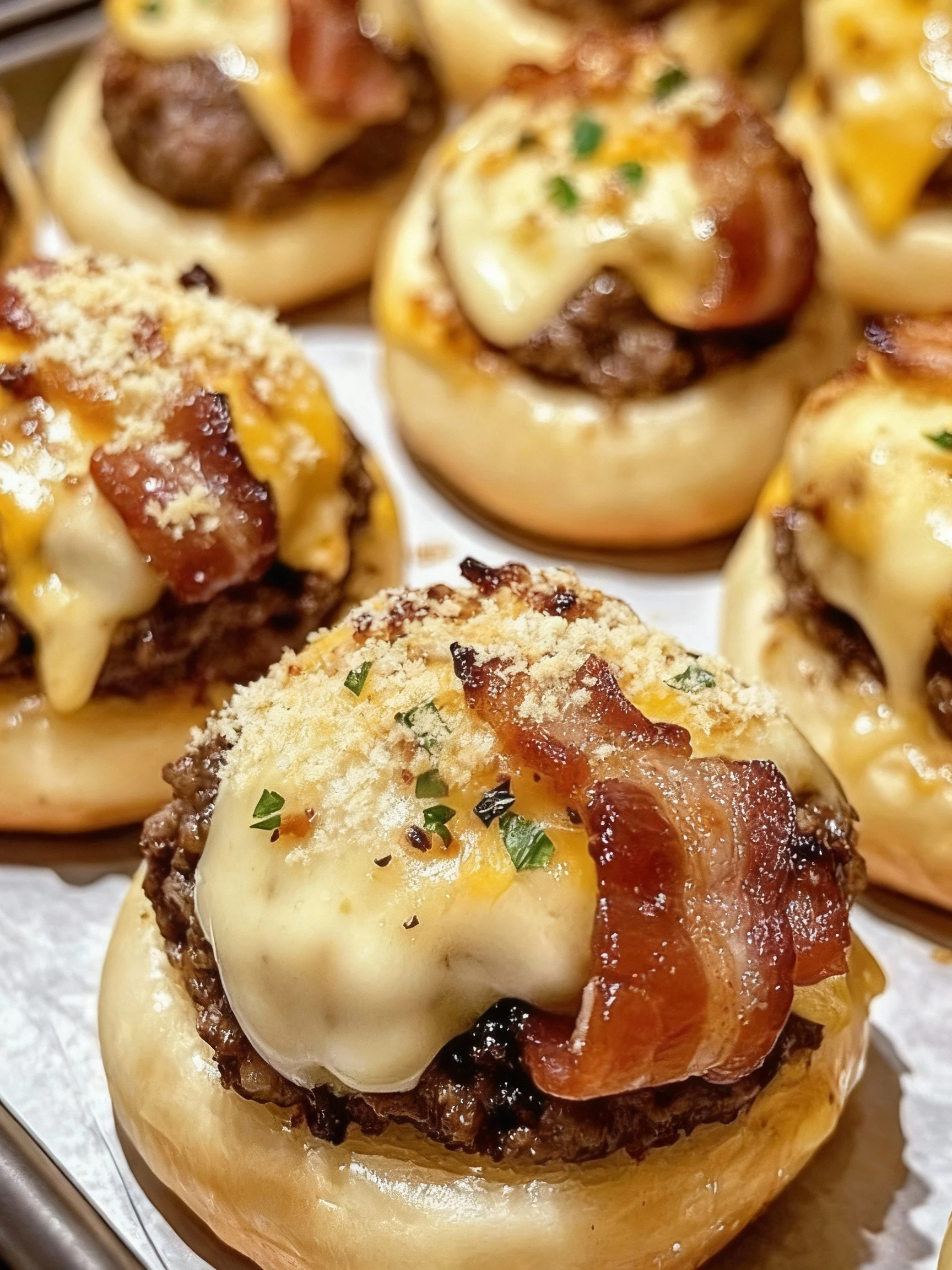 Garlic Parmesan Cheeseburger Bombs finished