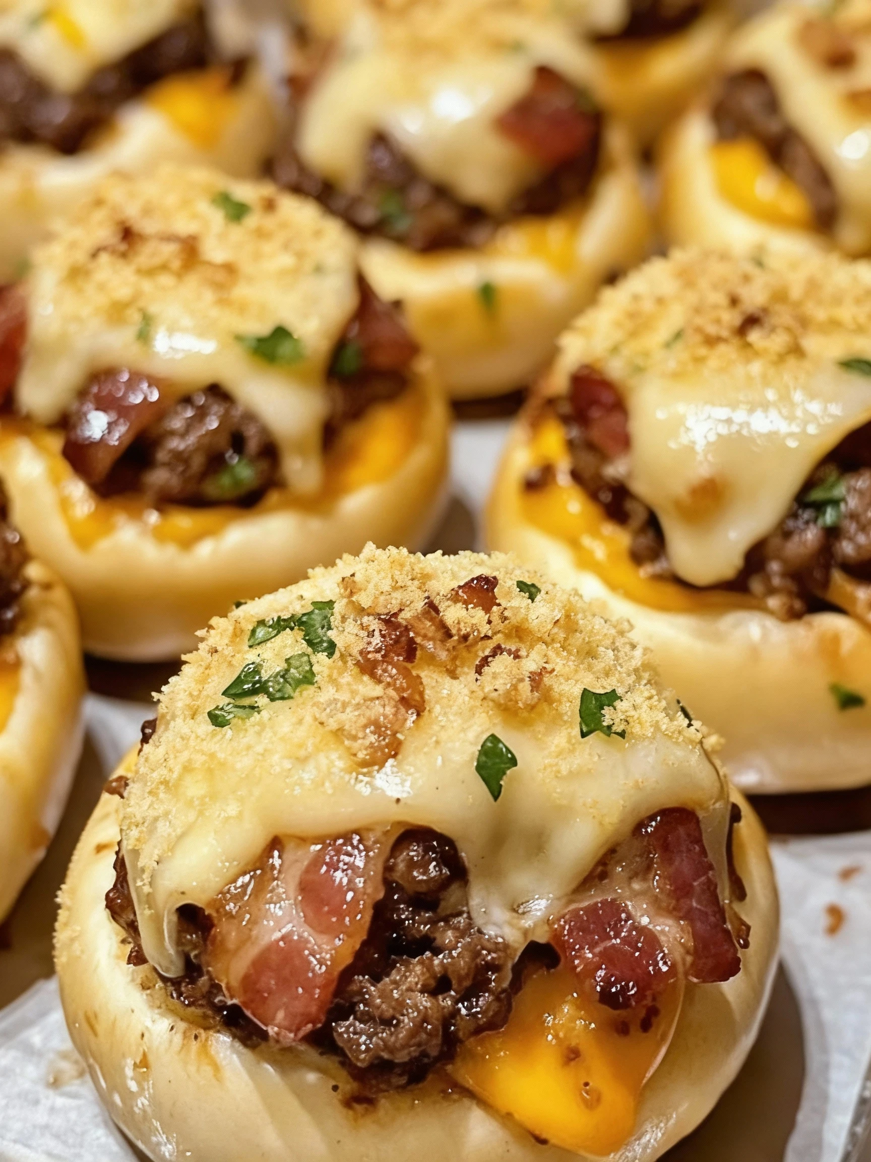 Garlic Parmesan Cheeseburger Bombs finished