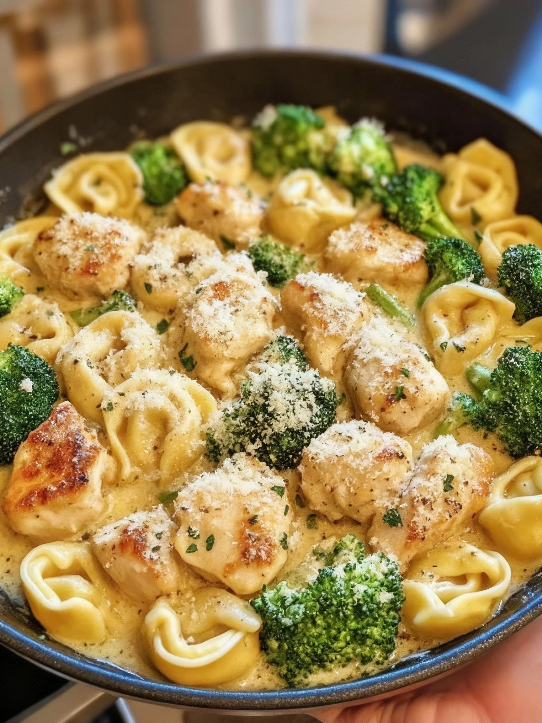Garlic Parmesan Chicken Tortellini and Broccoli finished