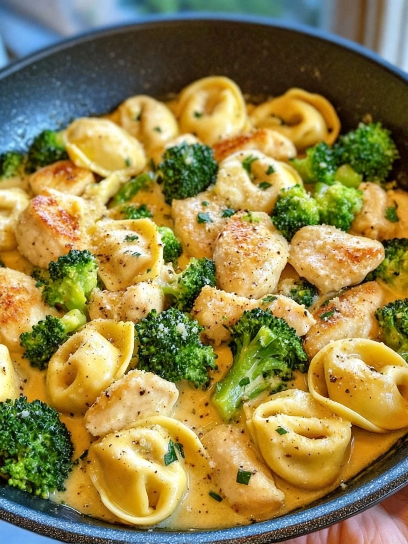 Garlic Parmesan Chicken Tortellini and Broccoli finished