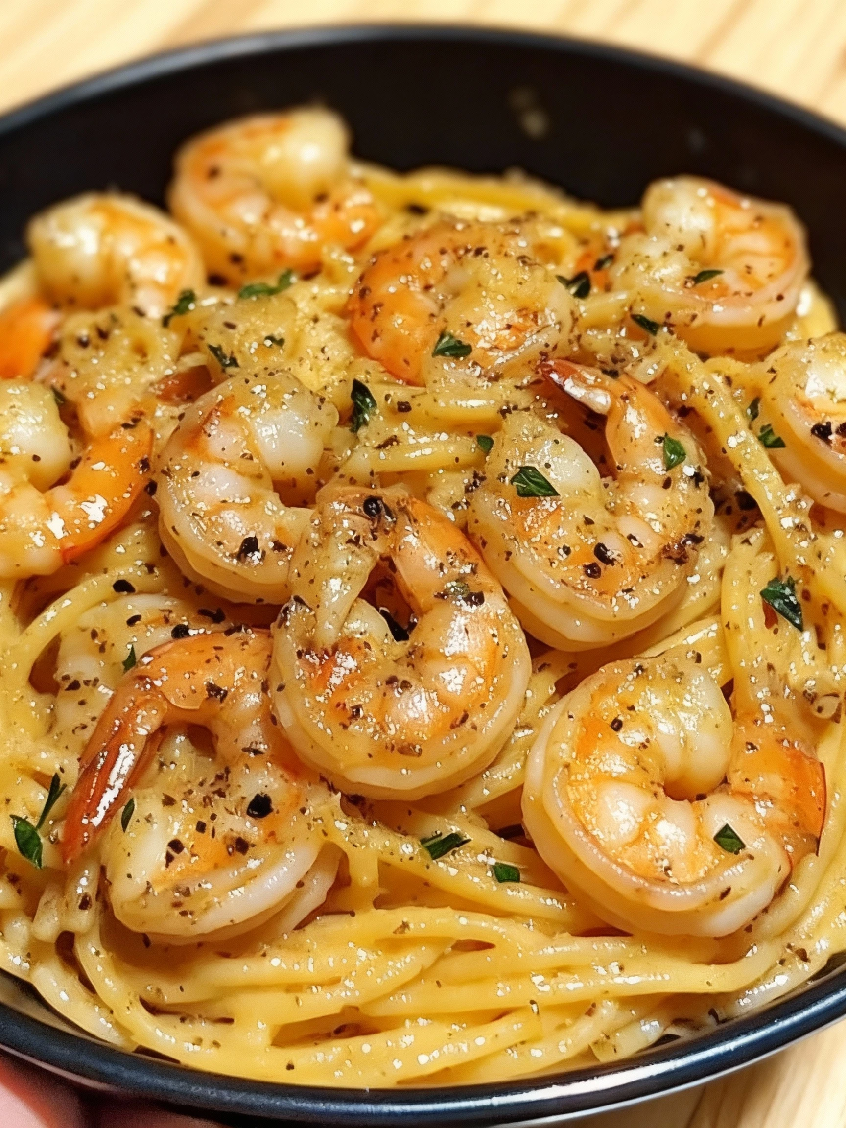 Garlic Shrimp Pasta finished