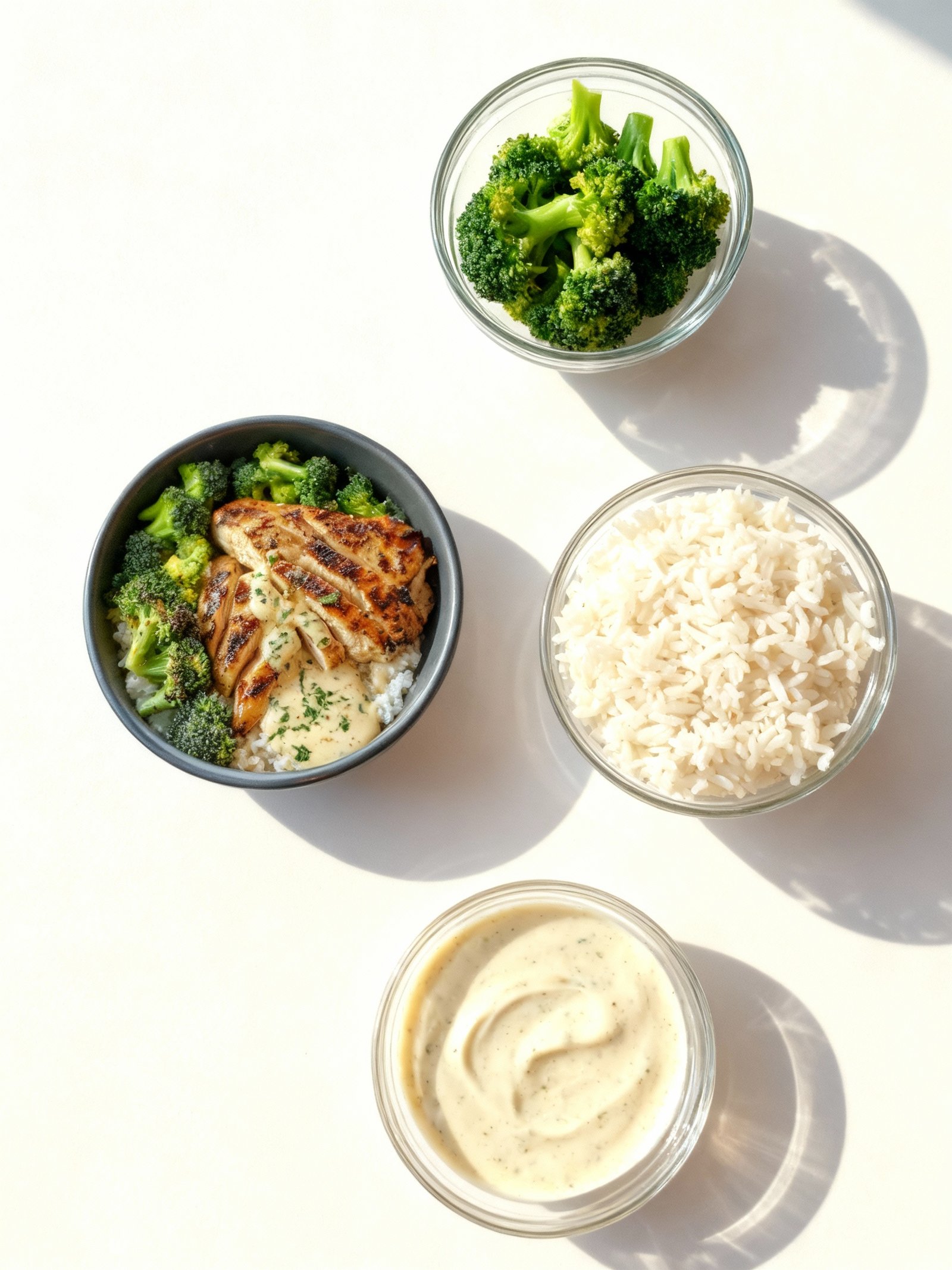 Grilled Chicken & Broccoli Bowls with Creamy Garlic Sauce ingredients