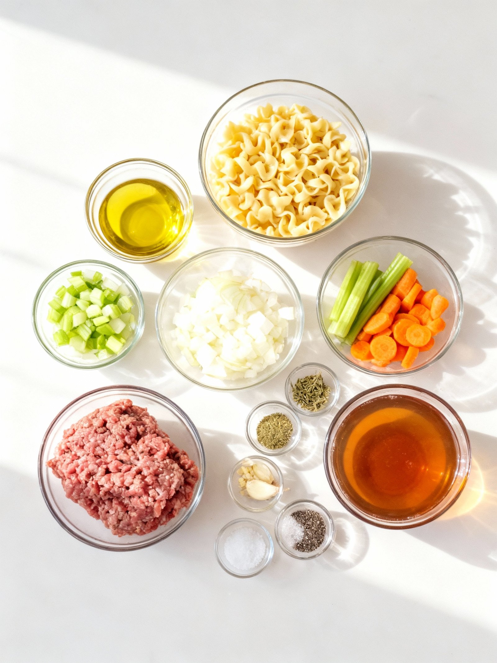 Hamburger Noodle Soup ingredients