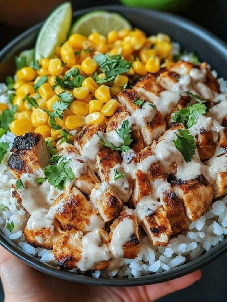 Healthy and Delicious Street Corn Chicken Rice Bowl Recipe