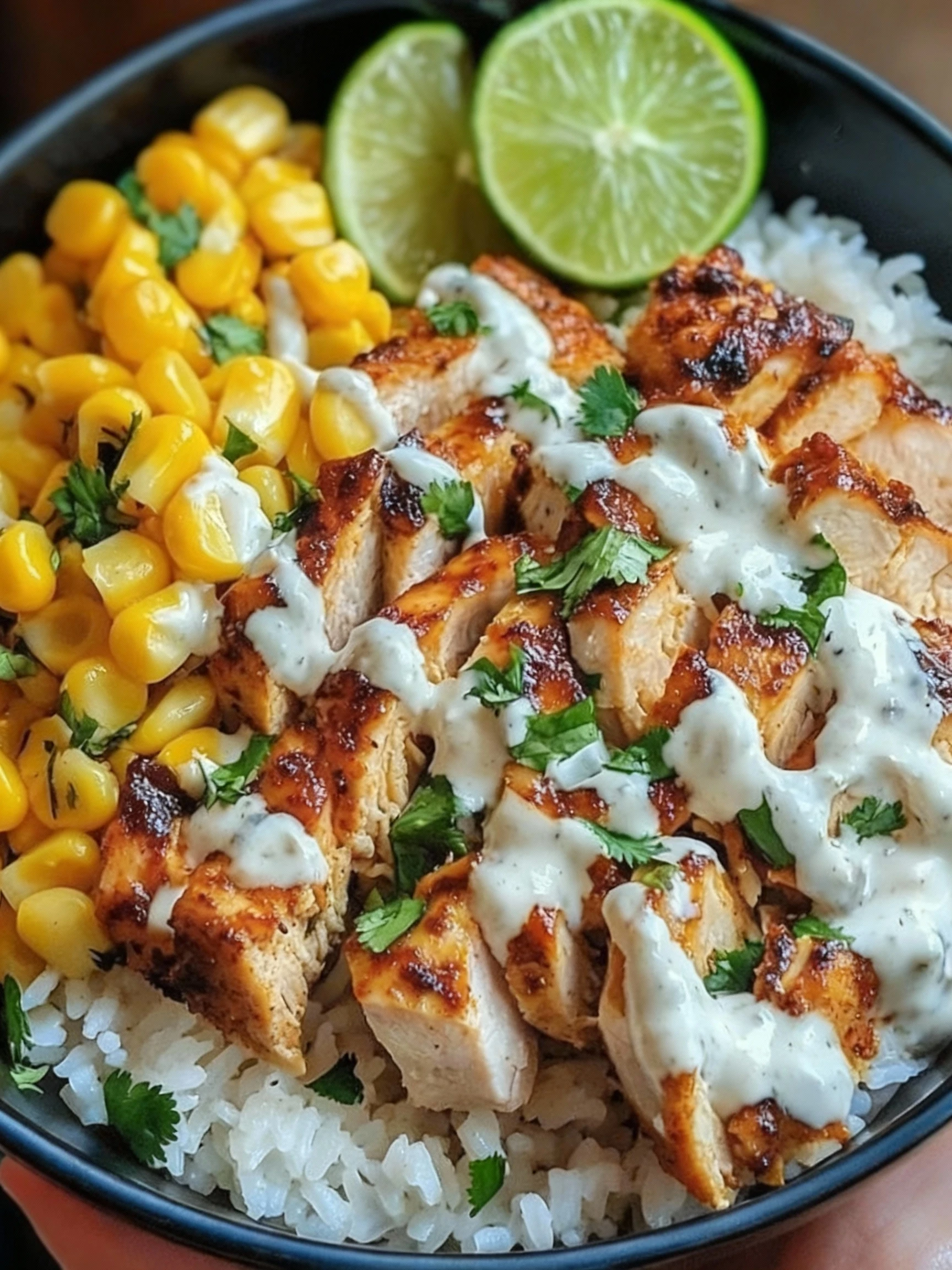 Healthy and Delicious Street Corn Chicken Rice Bowl finished