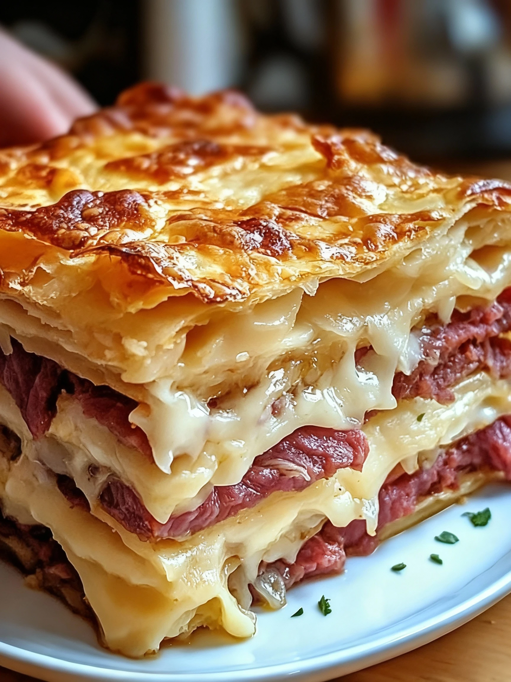 Homemade Reuben Bake finished