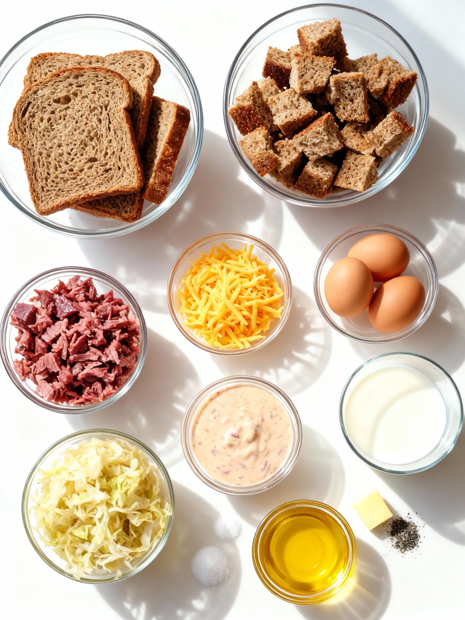 Homemade Reuben Bake ingredients