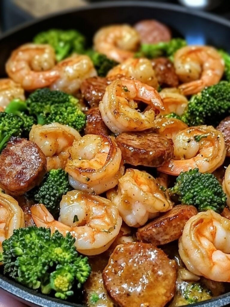 Honey Garlic Shrimp, Sausage, and Broccoli Recipe