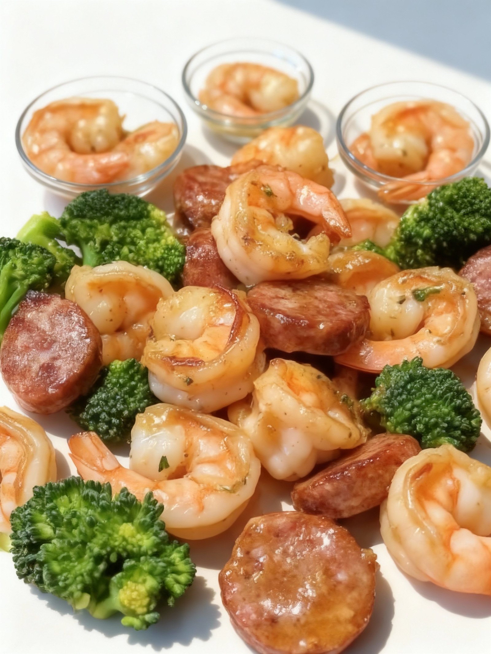 Honey Garlic Shrimp, Sausage, and Broccoli ingredients