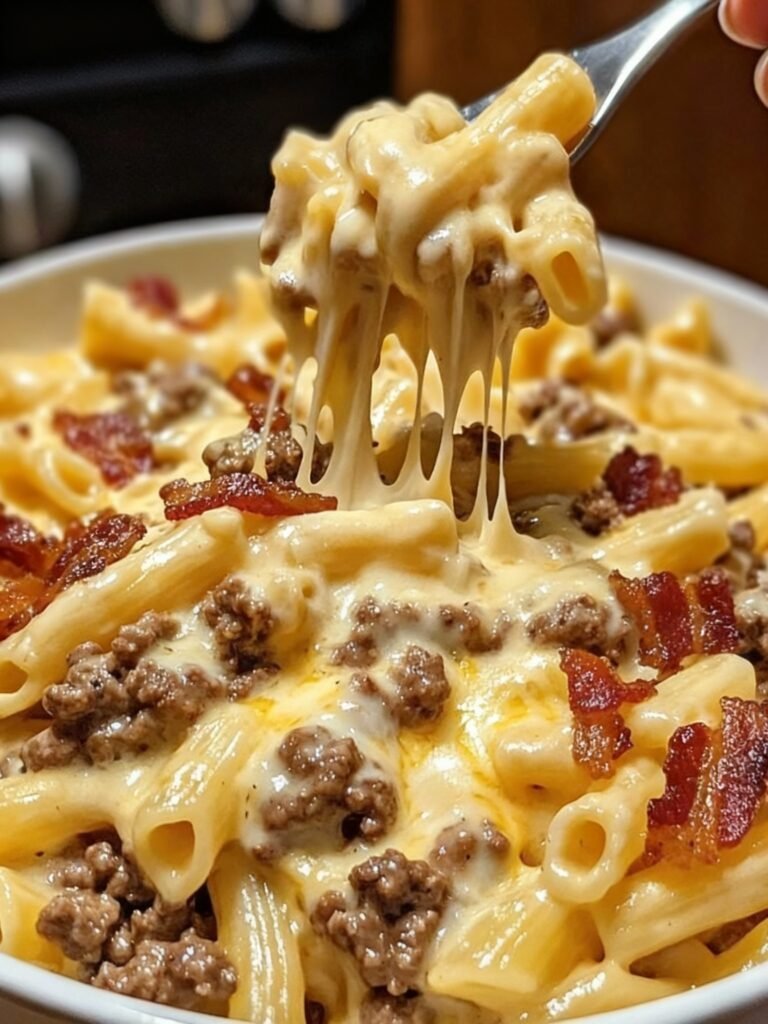 Loaded Bacon Cheeseburger Alfredo Pasta Recipe