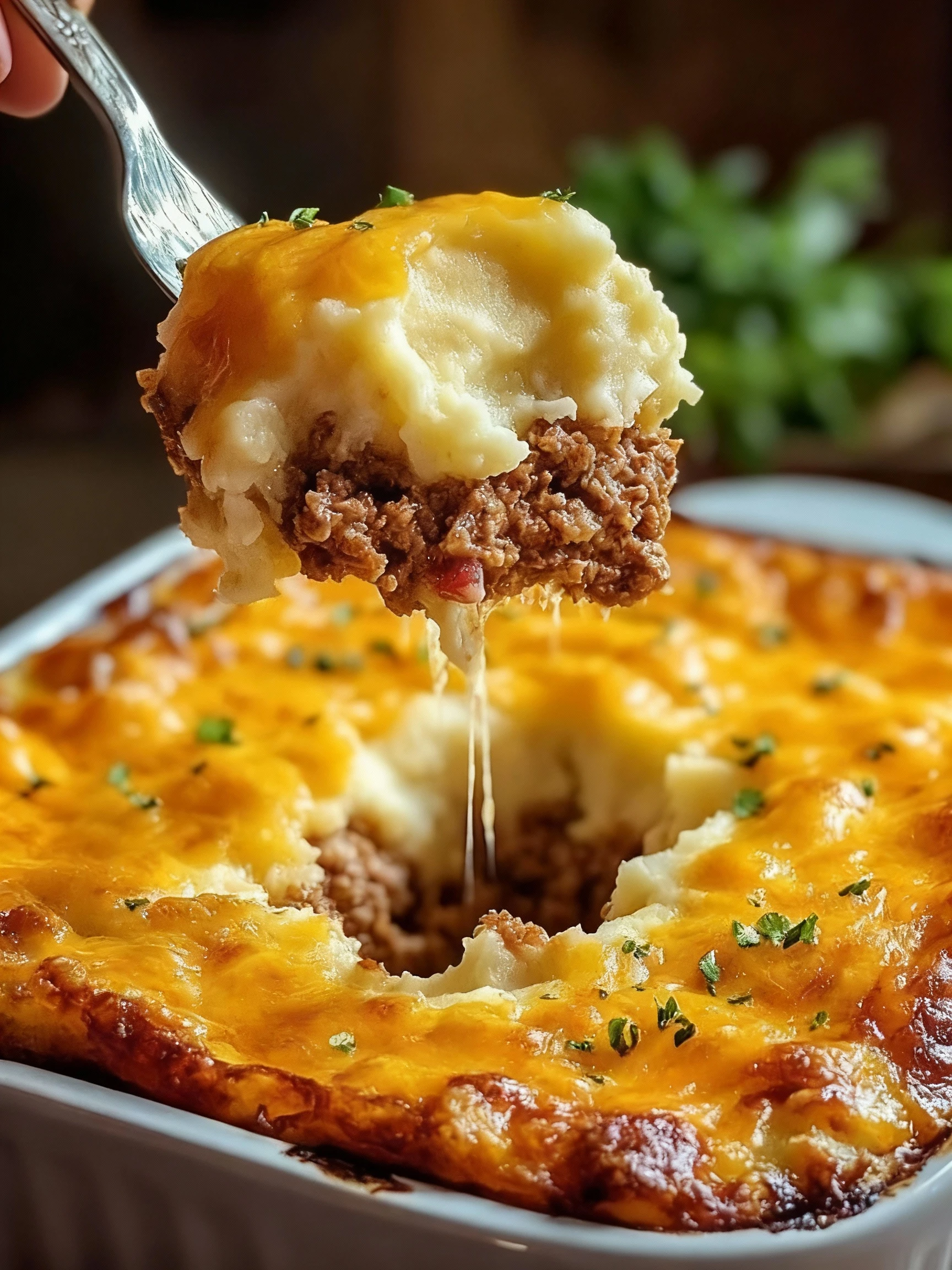 Loaded Potato & Meatloaf Casserole finished