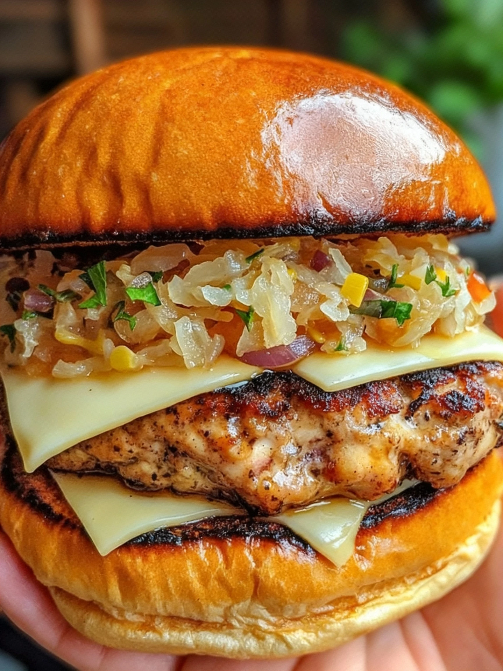 Oktoberfest Maple Mustard Chicken Burger finished