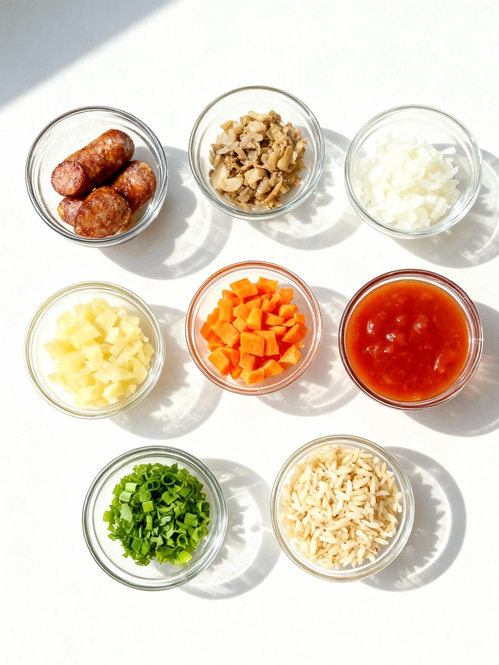 One Pan Sweet and Tangy Barbecue Sausage Rice ingredients