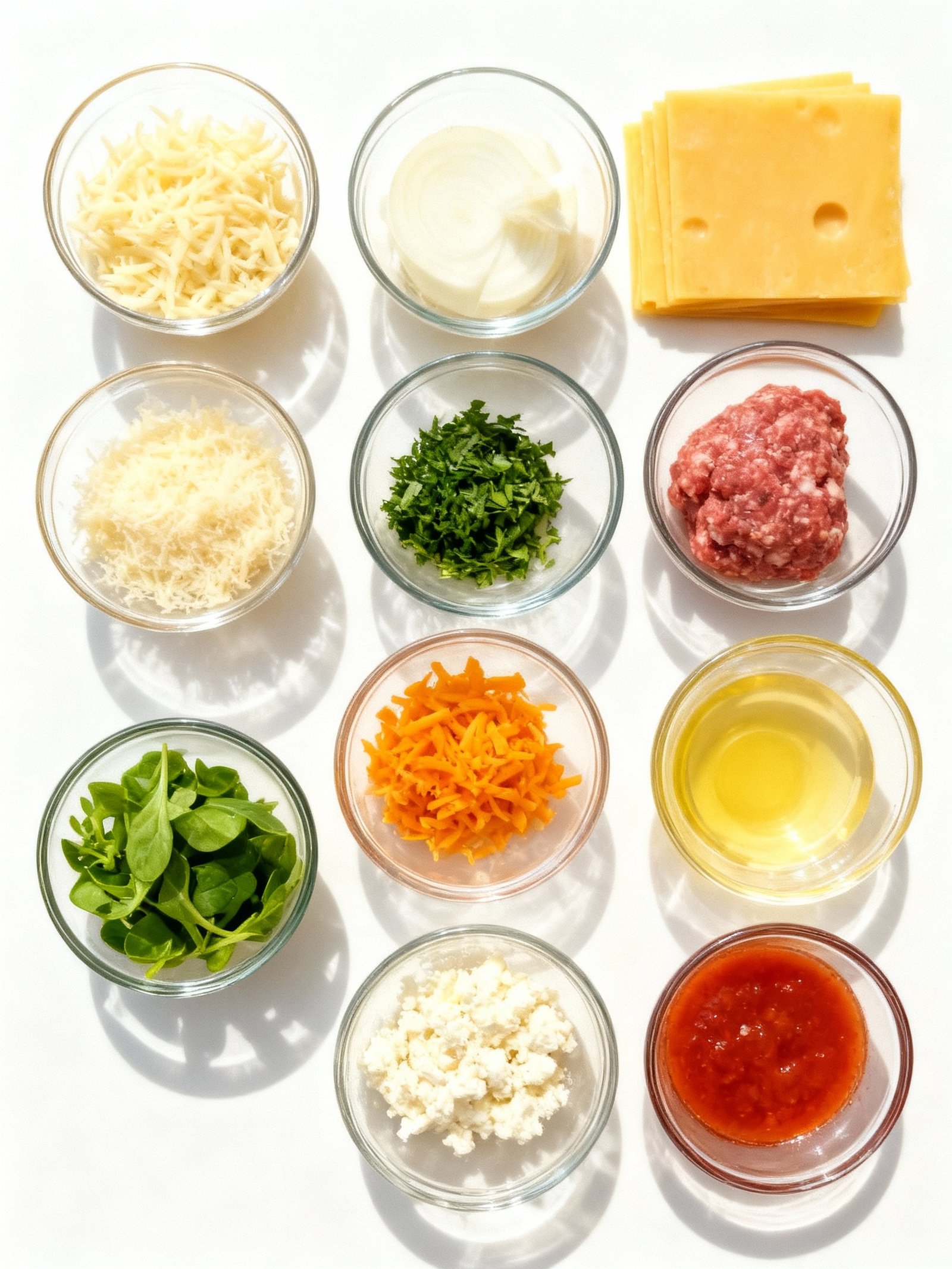 Parmesan Garlic Bacon Cheeseburger Lasagna ingredients