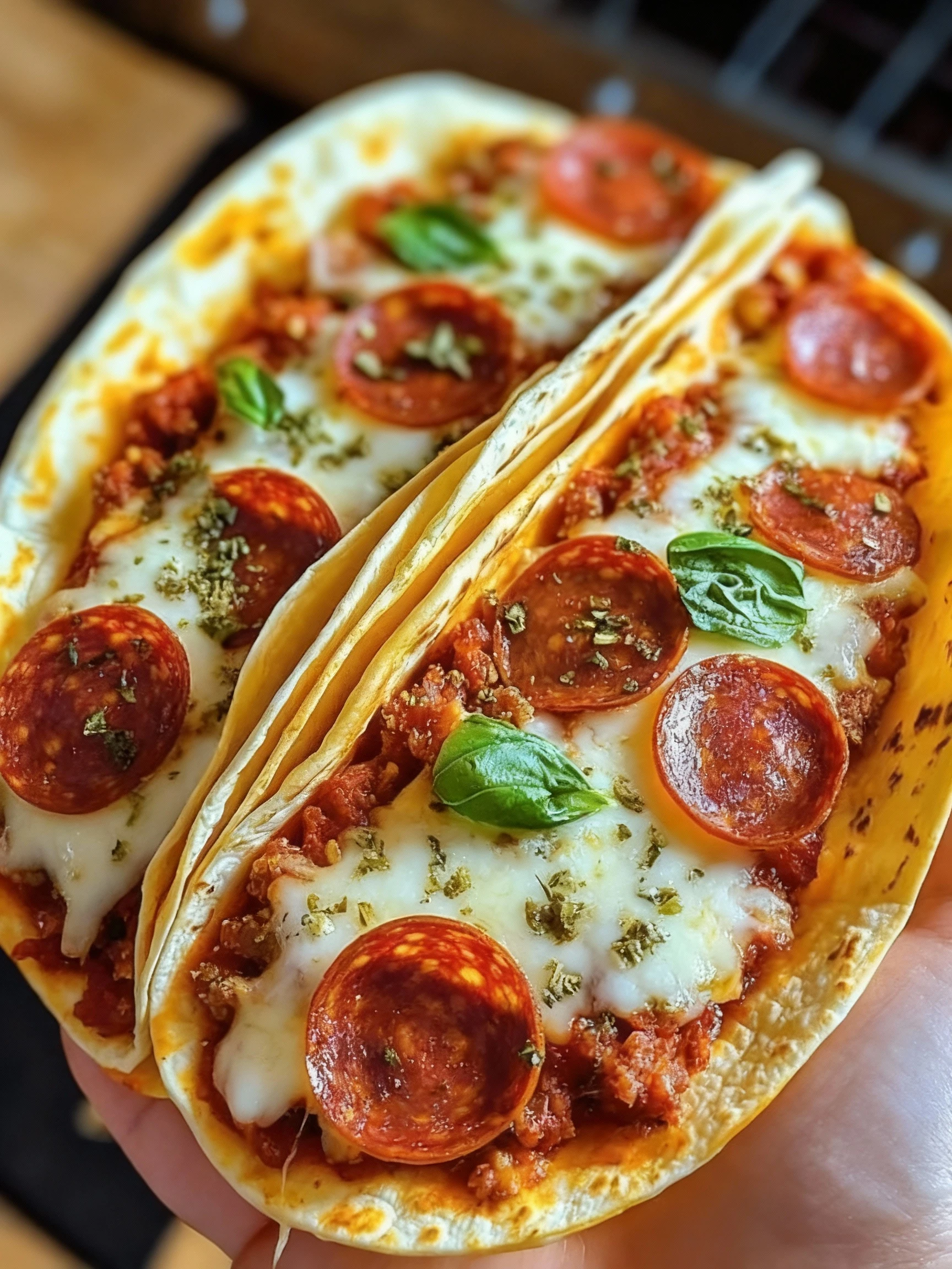 Pepperoni Pizza Tacos finished