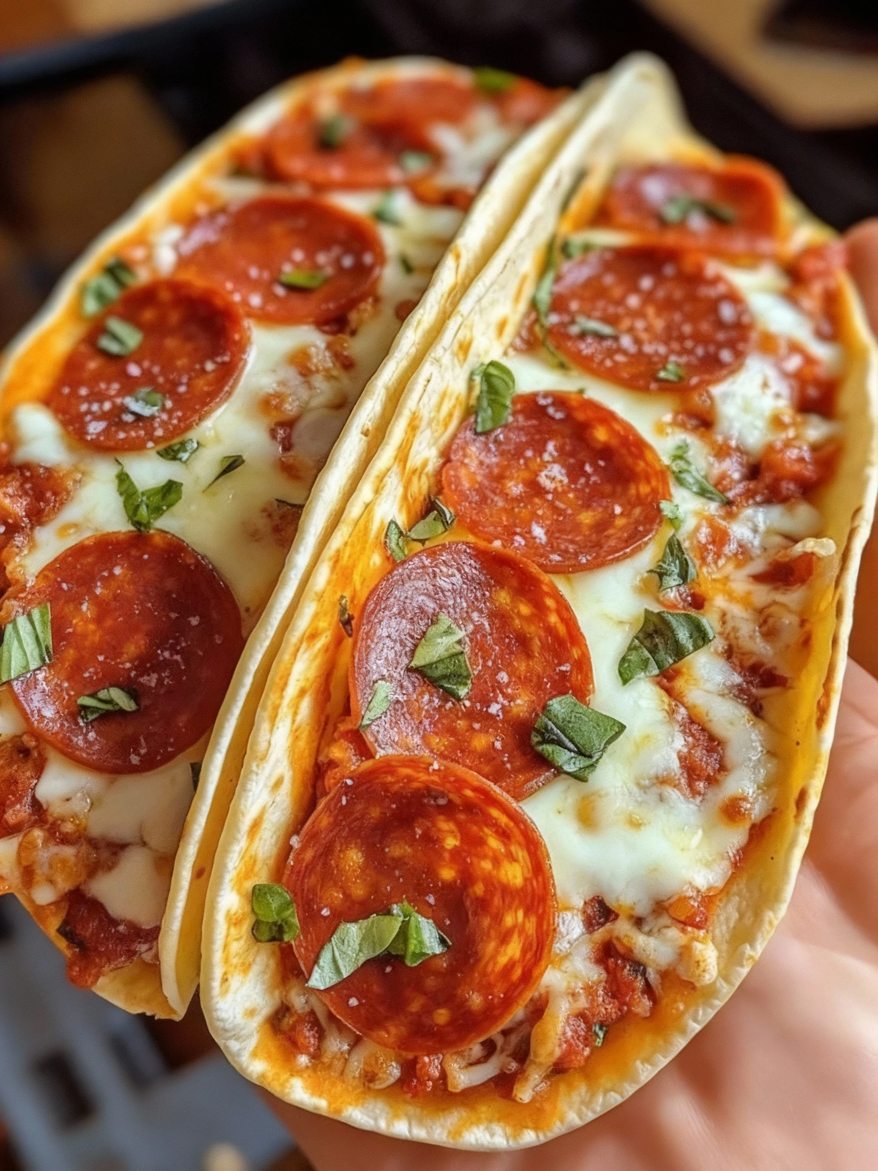 Pepperoni Pizza Tacos finished