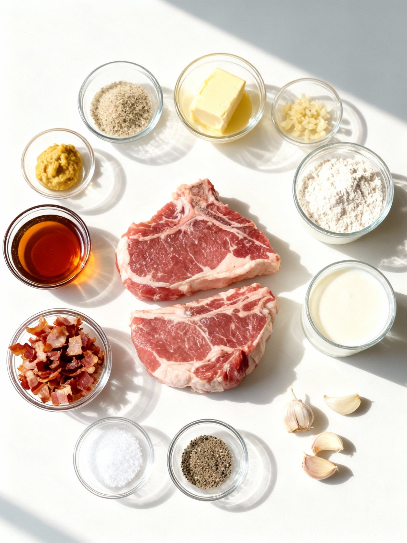 Savory Maple Bacon Pork Chops with Dijon Mustard Cream Sauce ingredients