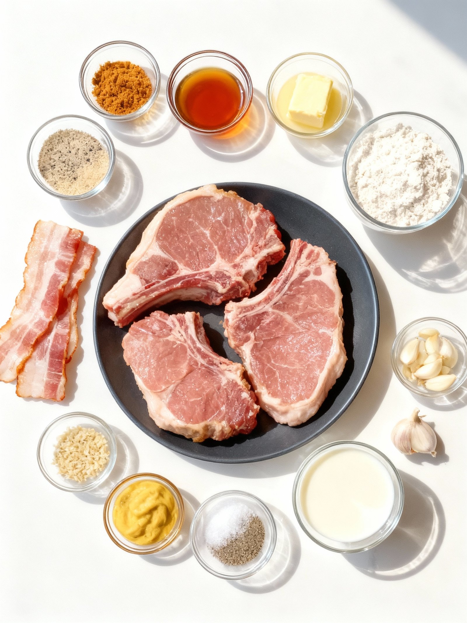 Savory Maple Bacon Pork Chops with Dijon Mustard Cream Sauce ingredients