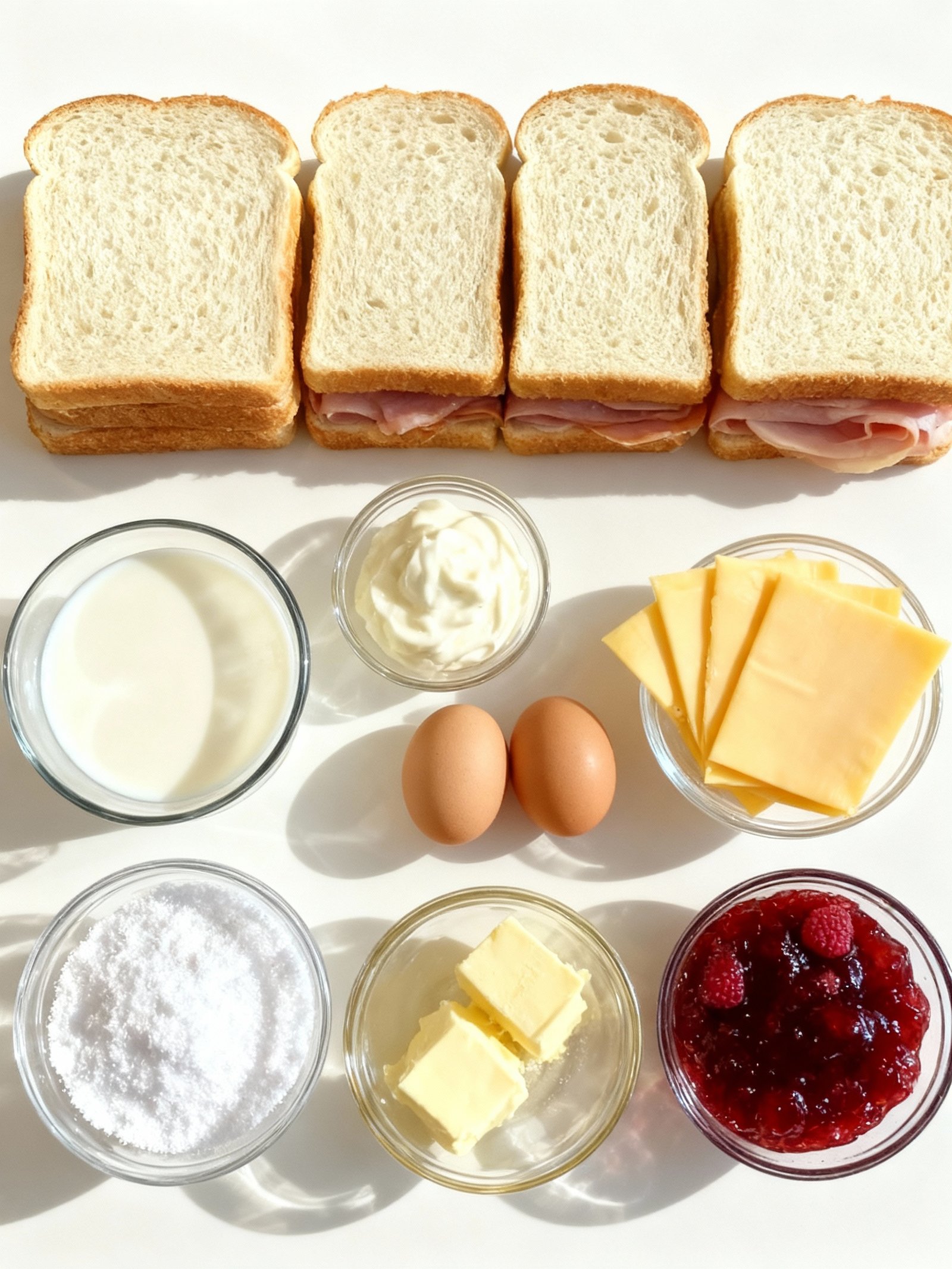 Savory Monte Cristo Sandwich ingredients