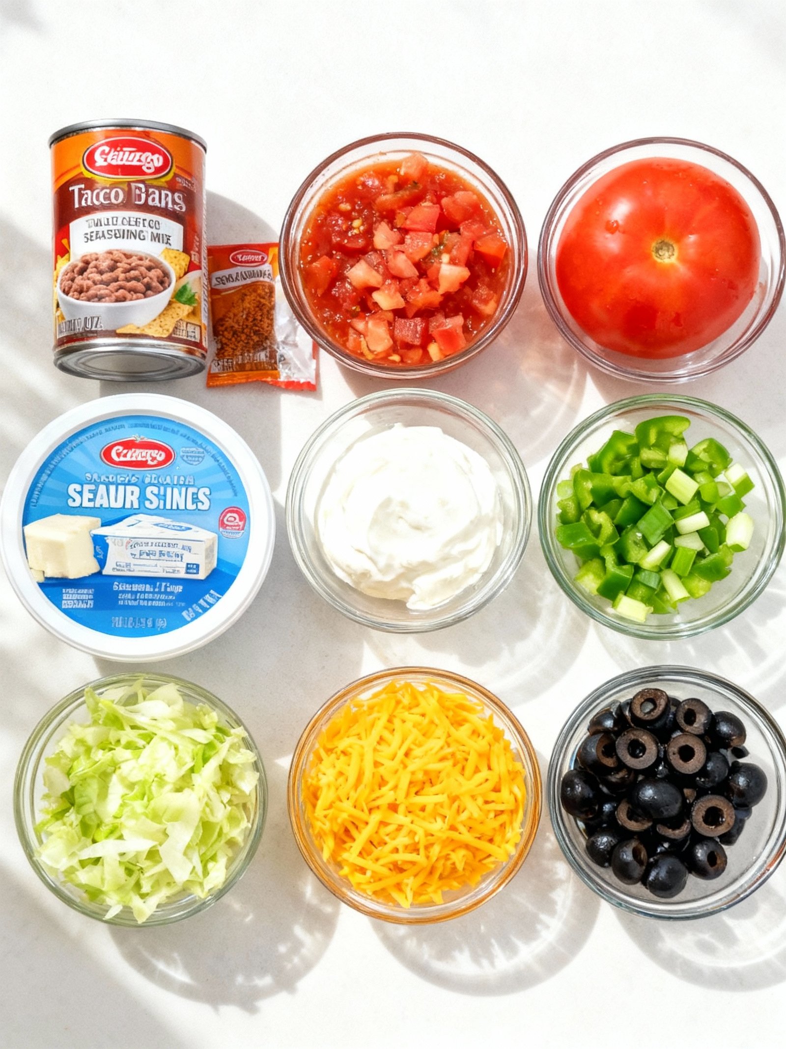 Seven Layer Taco Dip ingredients
