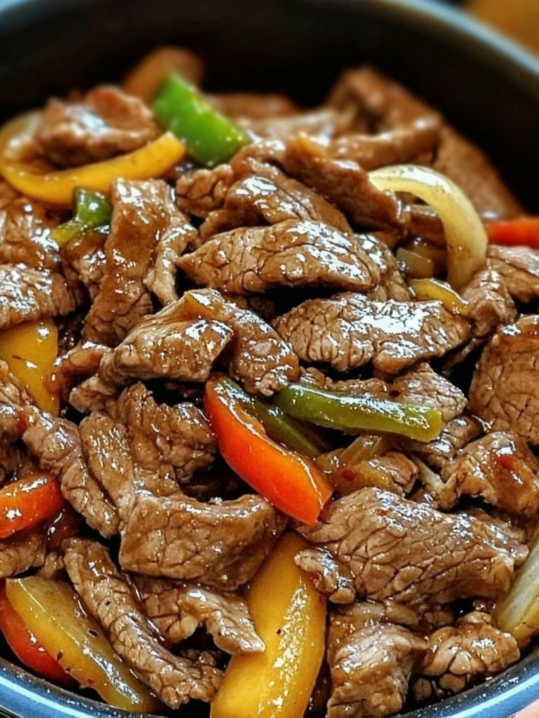 Sizzling Chinese Pepper Steak With Onions finished
