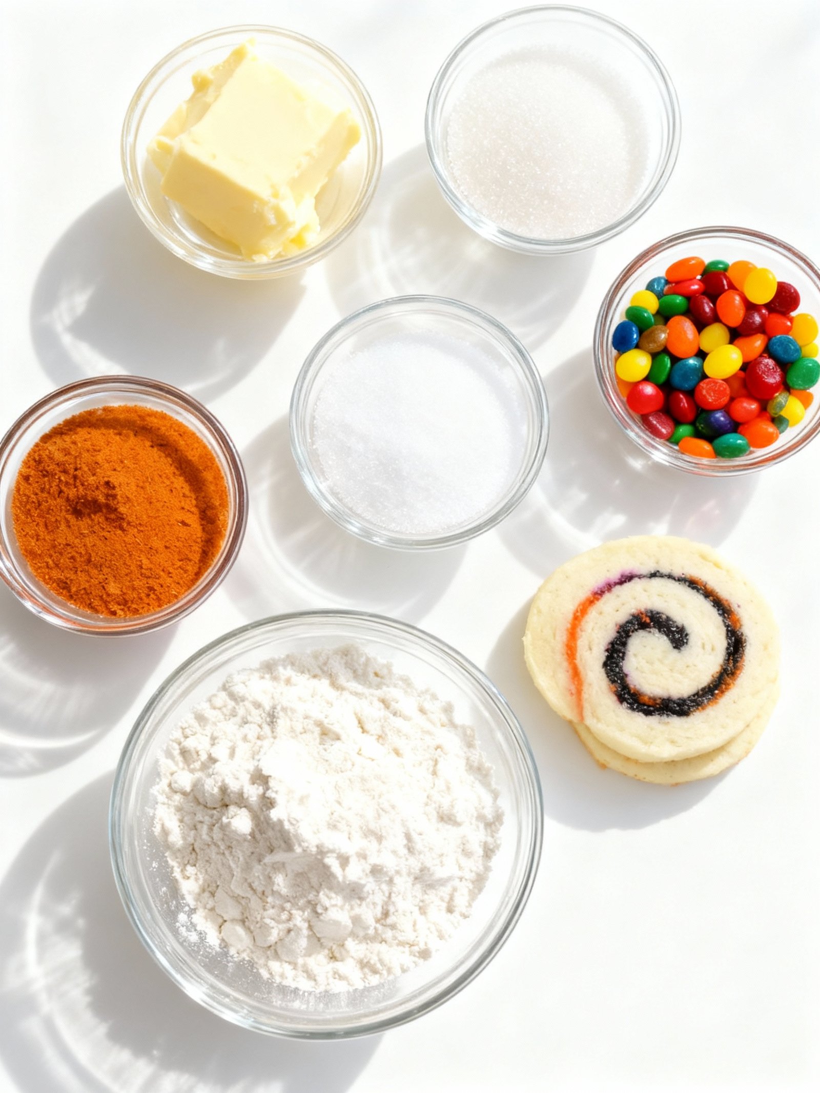 Fun and festive Spiral Halloween Cookies are buttery, melt-in-your-mouth sugar cookies swirled with colored sugar ingredients