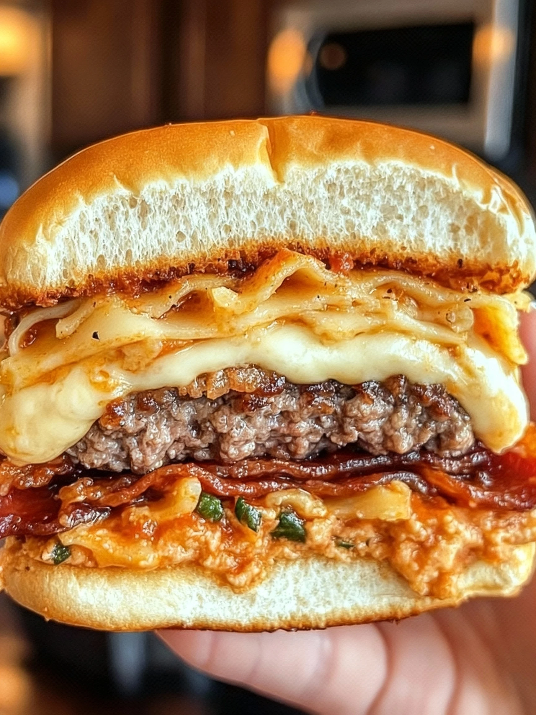 The Bacon Lasagna Burger finished