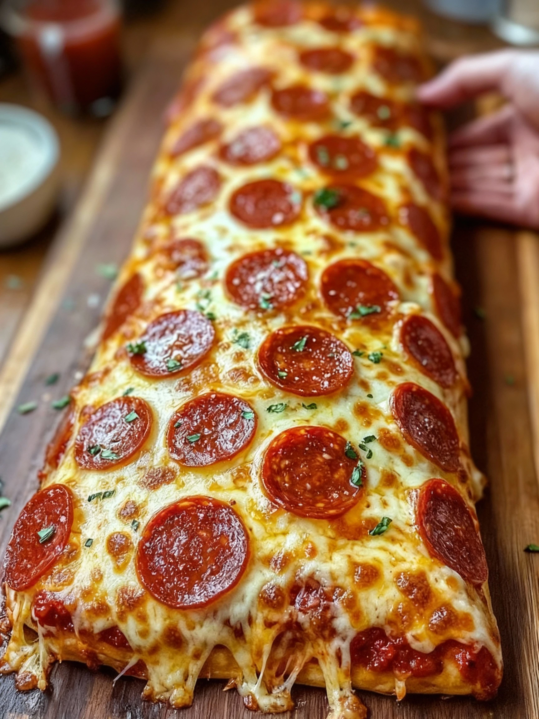 Tremendous Cheesy Pepperoni Stromboli finished