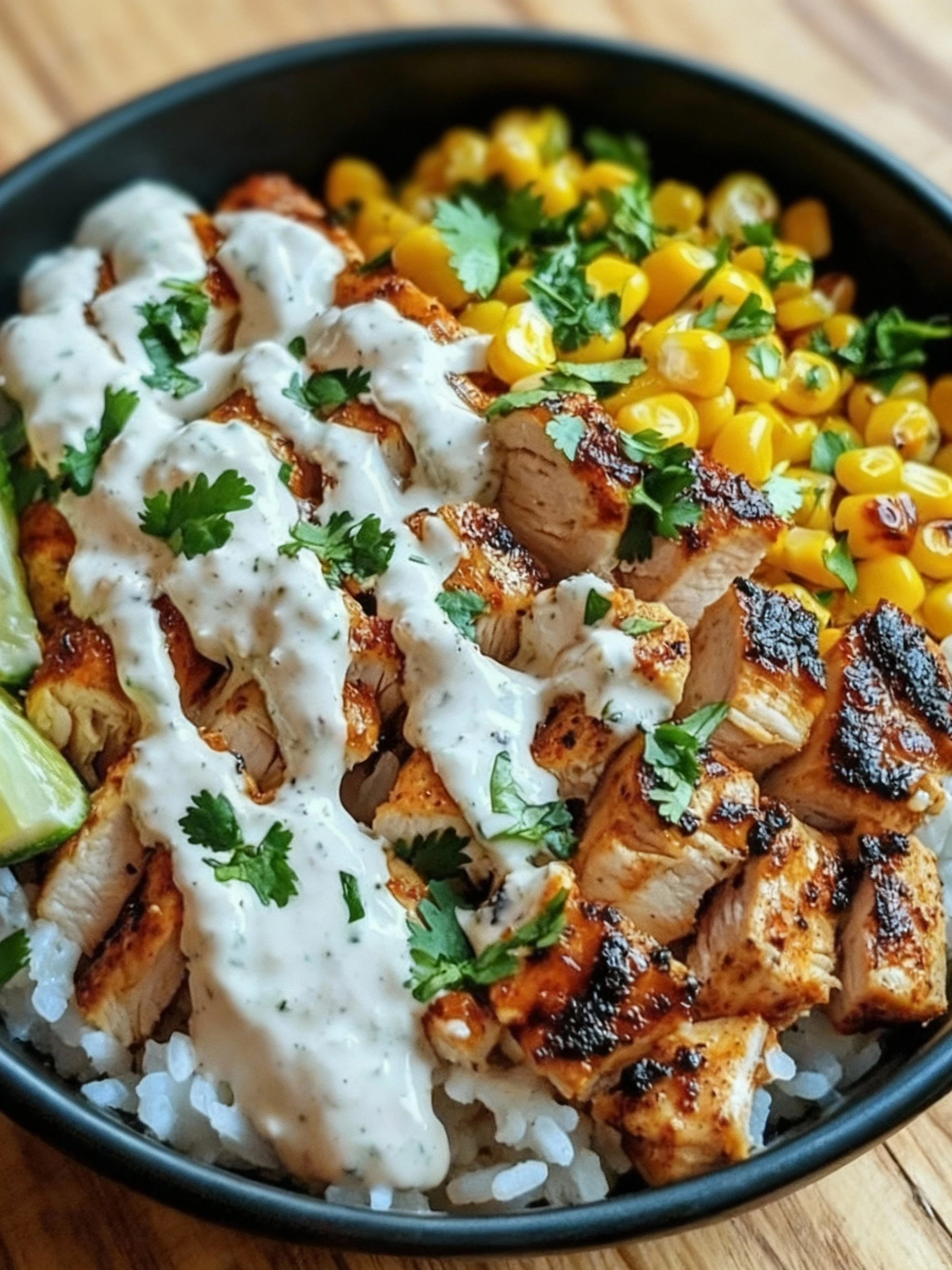 Zesty Street Corn Chicken Rice Bowl finished