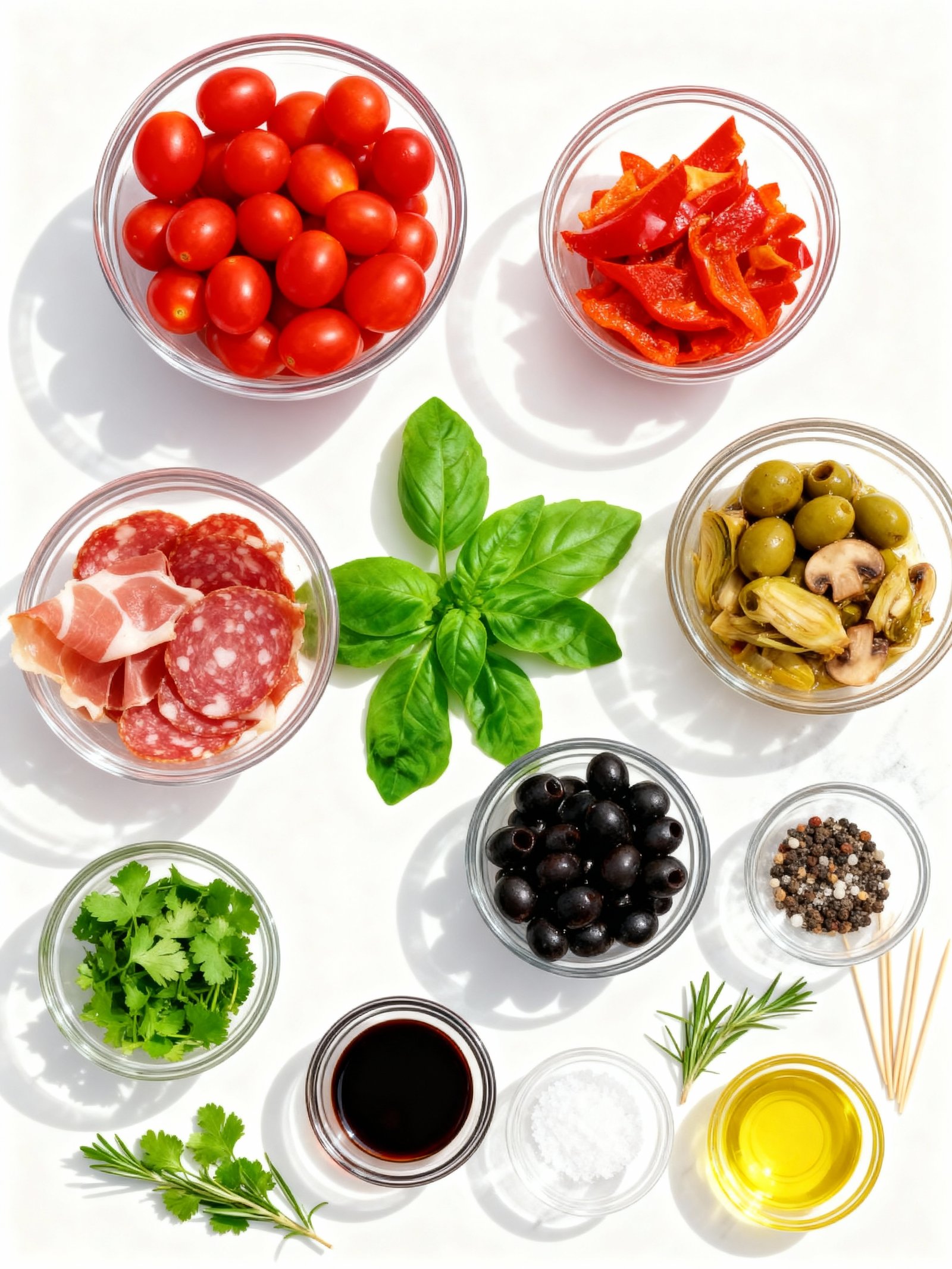 Antipasto Charcuterie Wreath ingredients