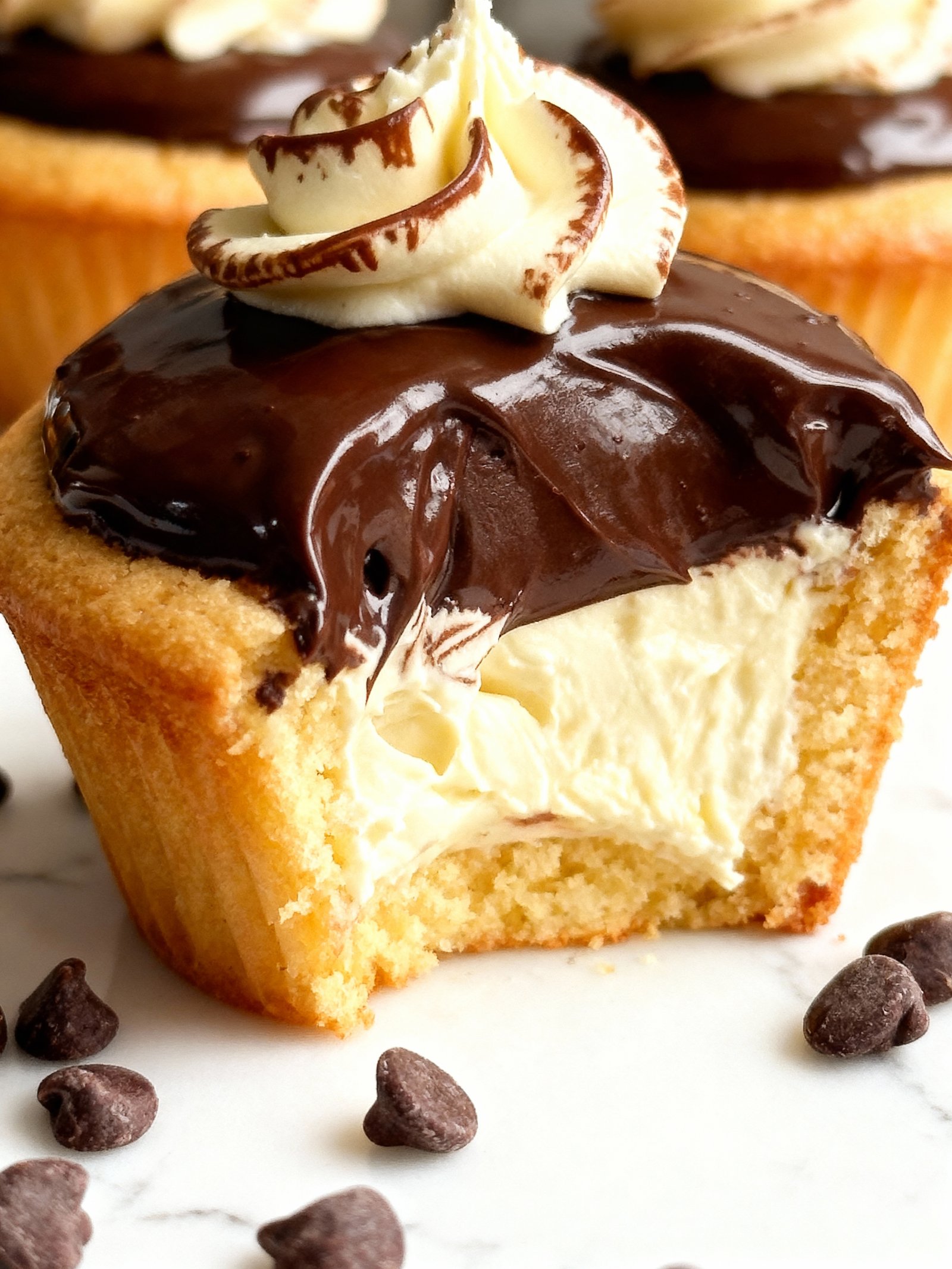 Boston Cream Pie Cupcakes finished