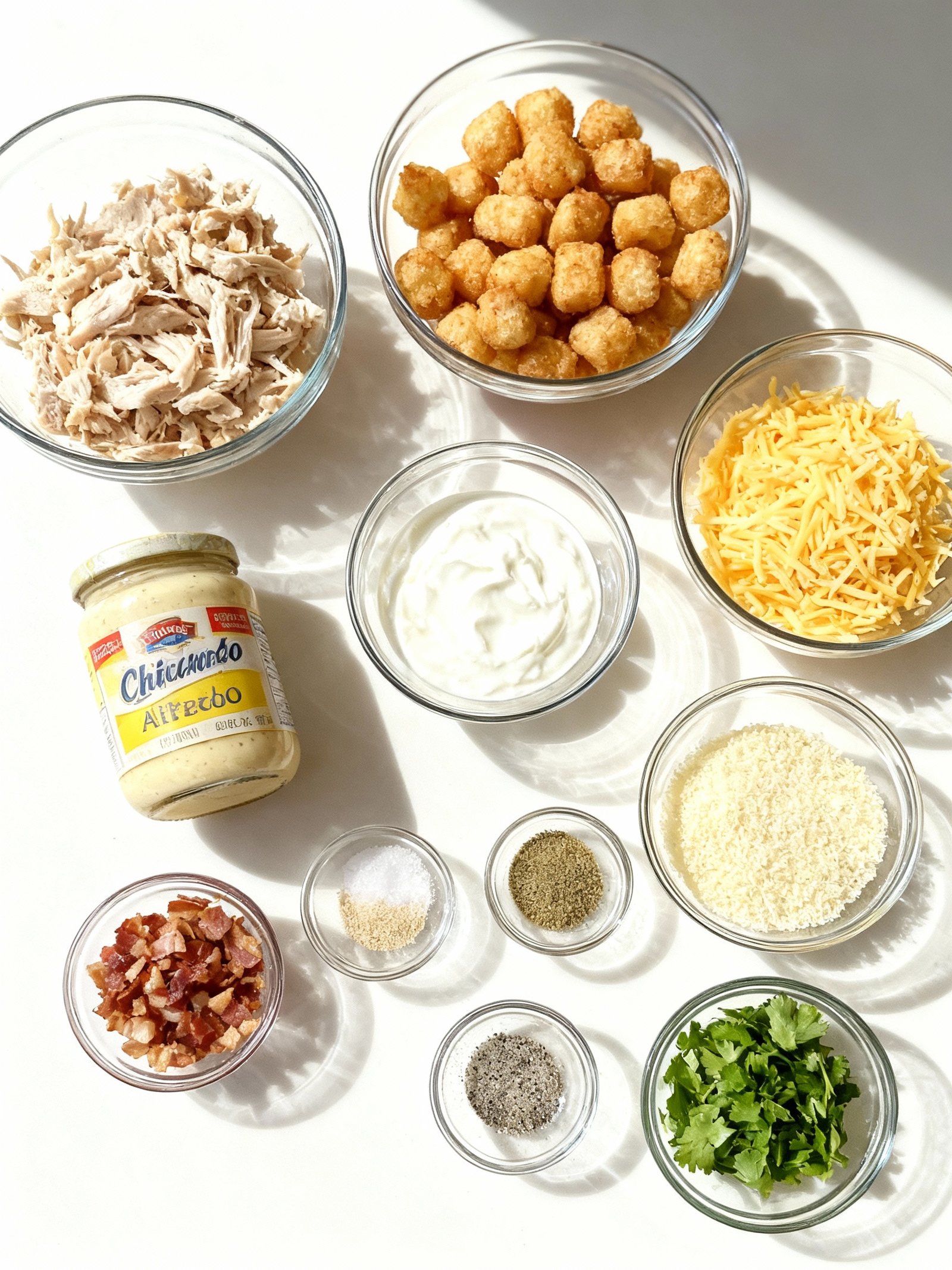 Chicken Alfredo Tater Tot Casserole ingredients