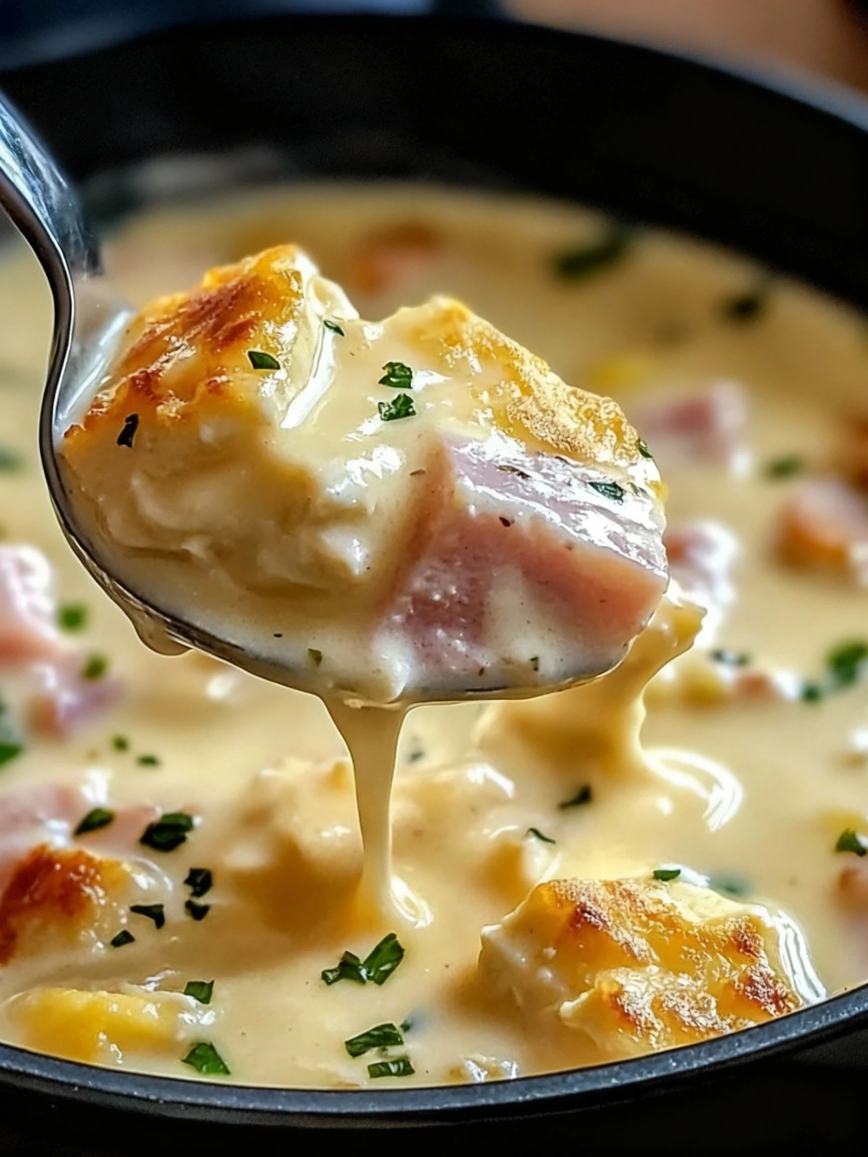 Chicken Cordon Bleu Soup finished