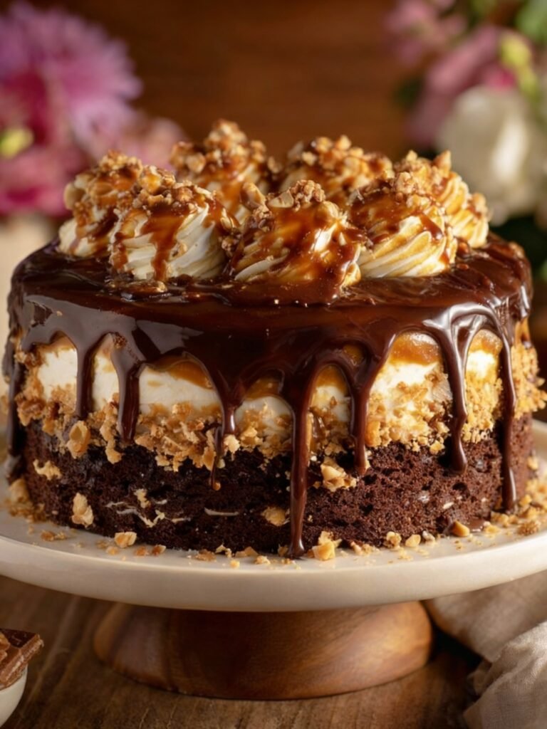 Chocolate Caramel Toffee Crunch Cake Recipe