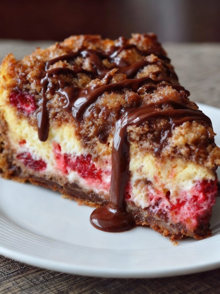 Chocolate Raspberry Cheesecake Crumb Cake Recipe