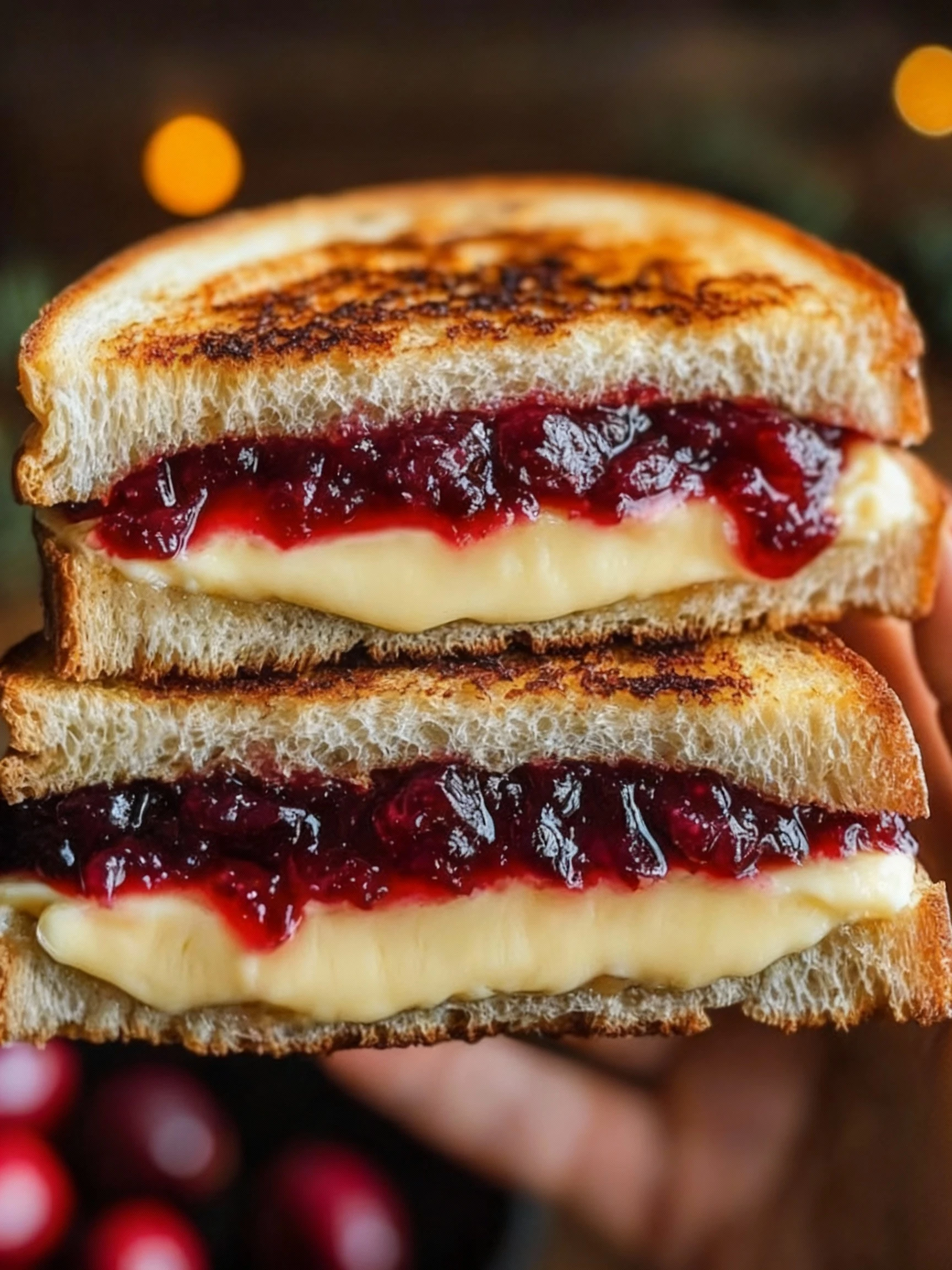 Cranberry Brie and Mozzarella Grilled Sandwich finished