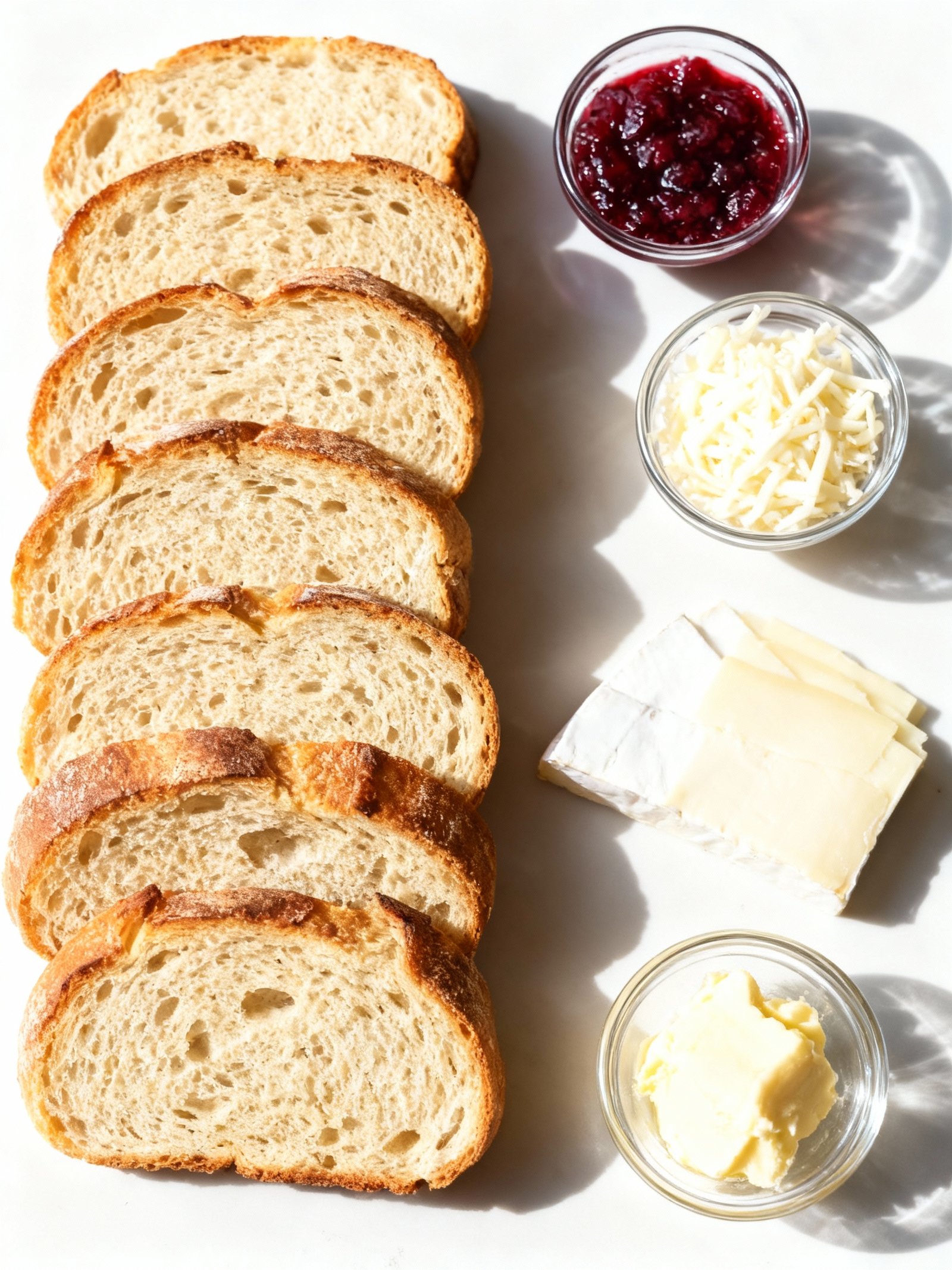 Cranberry Brie and Mozzarella Grilled Sandwich ingredients