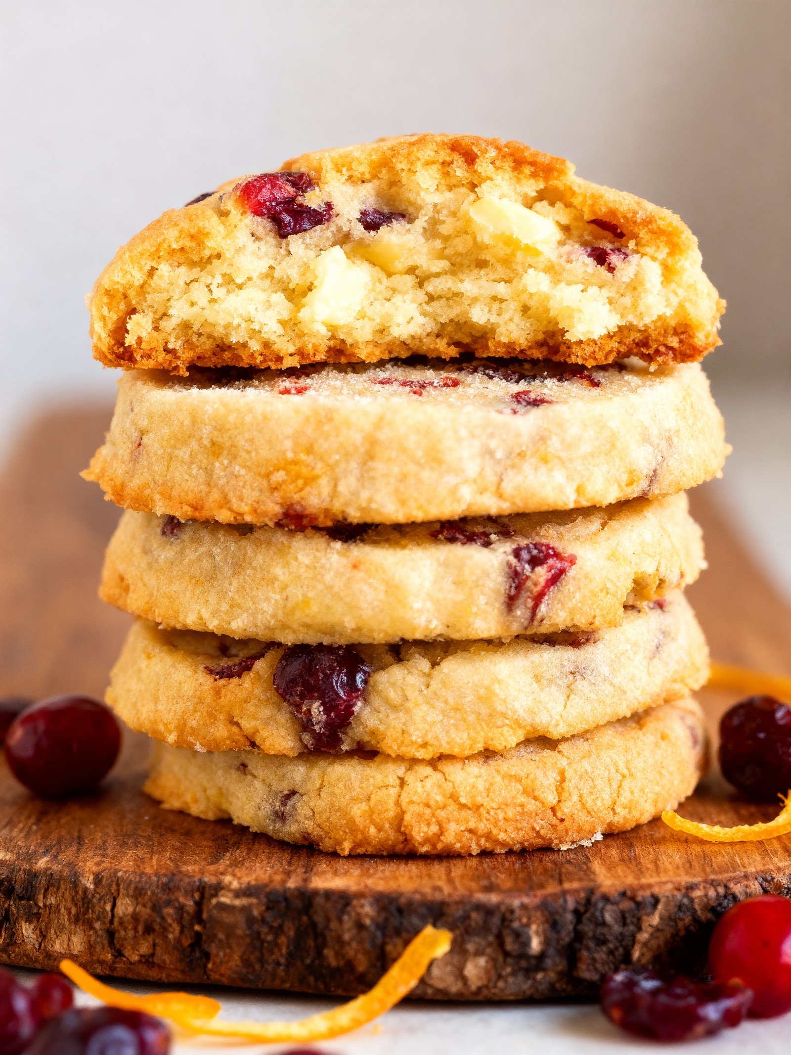 Cranberry Orange Shortbread Cookies finished