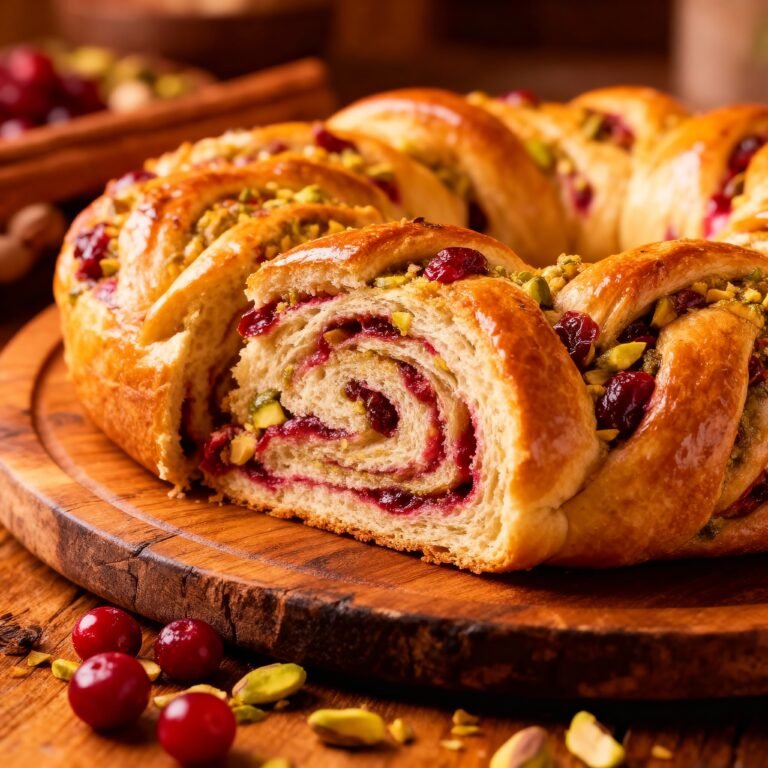 Cranberry Pistachio Babka Bread Wreath Recipe