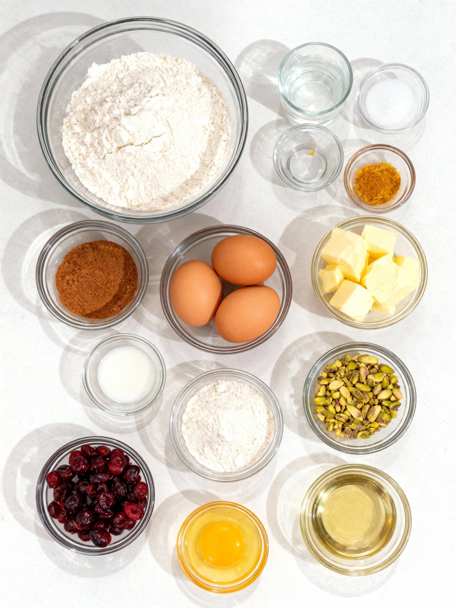 Cranberry Pistachio Babka Wreath ingredients