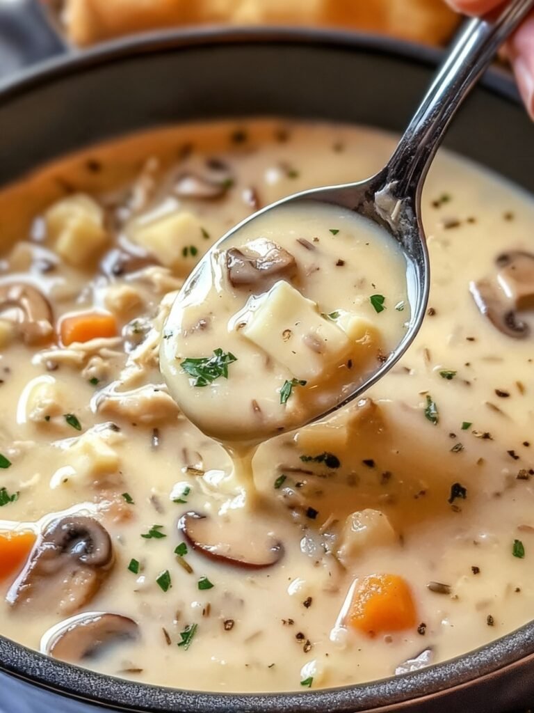 Creamy Chicken, Mushroom & Wild Rice Soup Recipe
