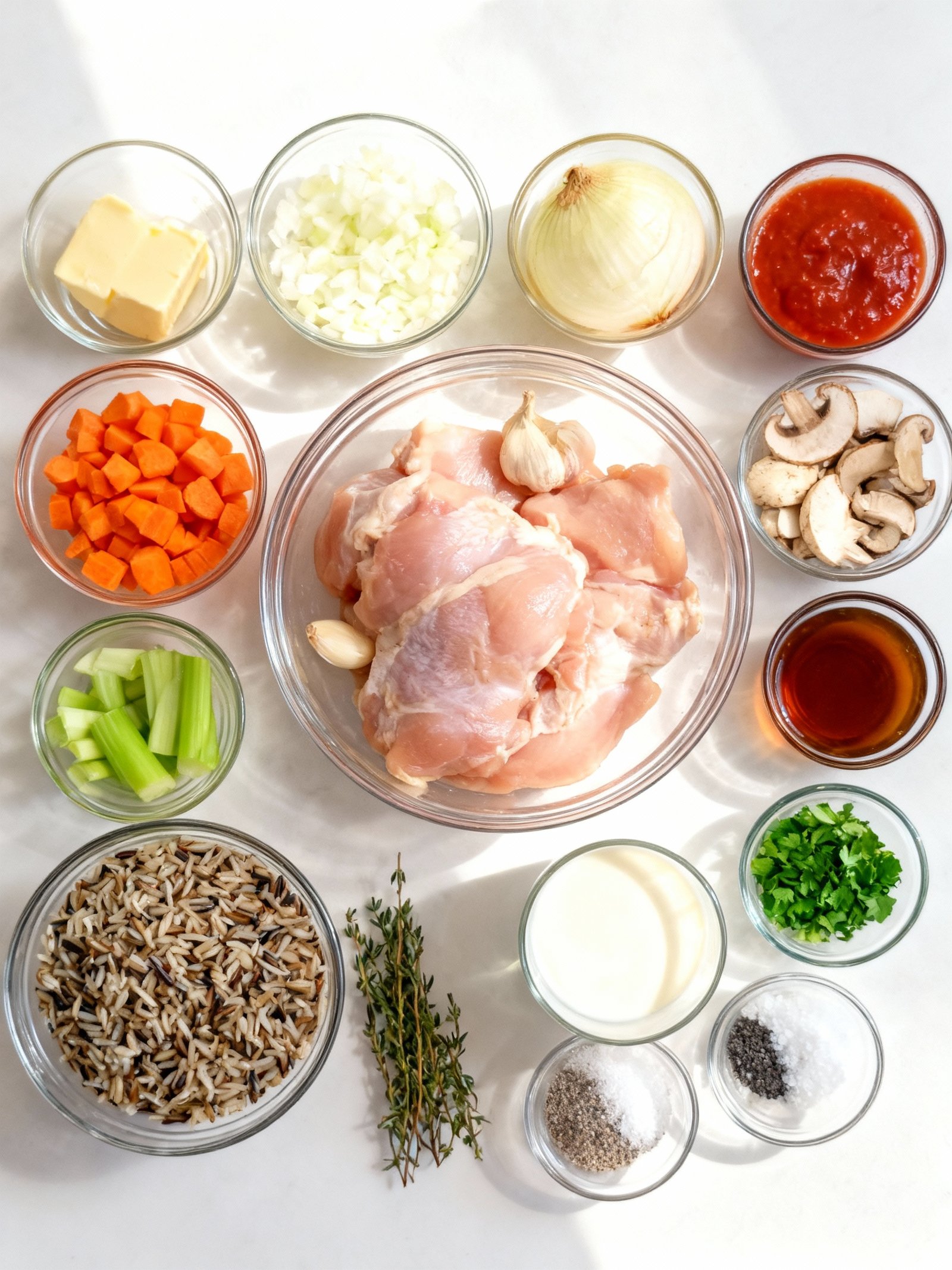 Creamy Chicken Mushroom Wild Rice Soup ingredients