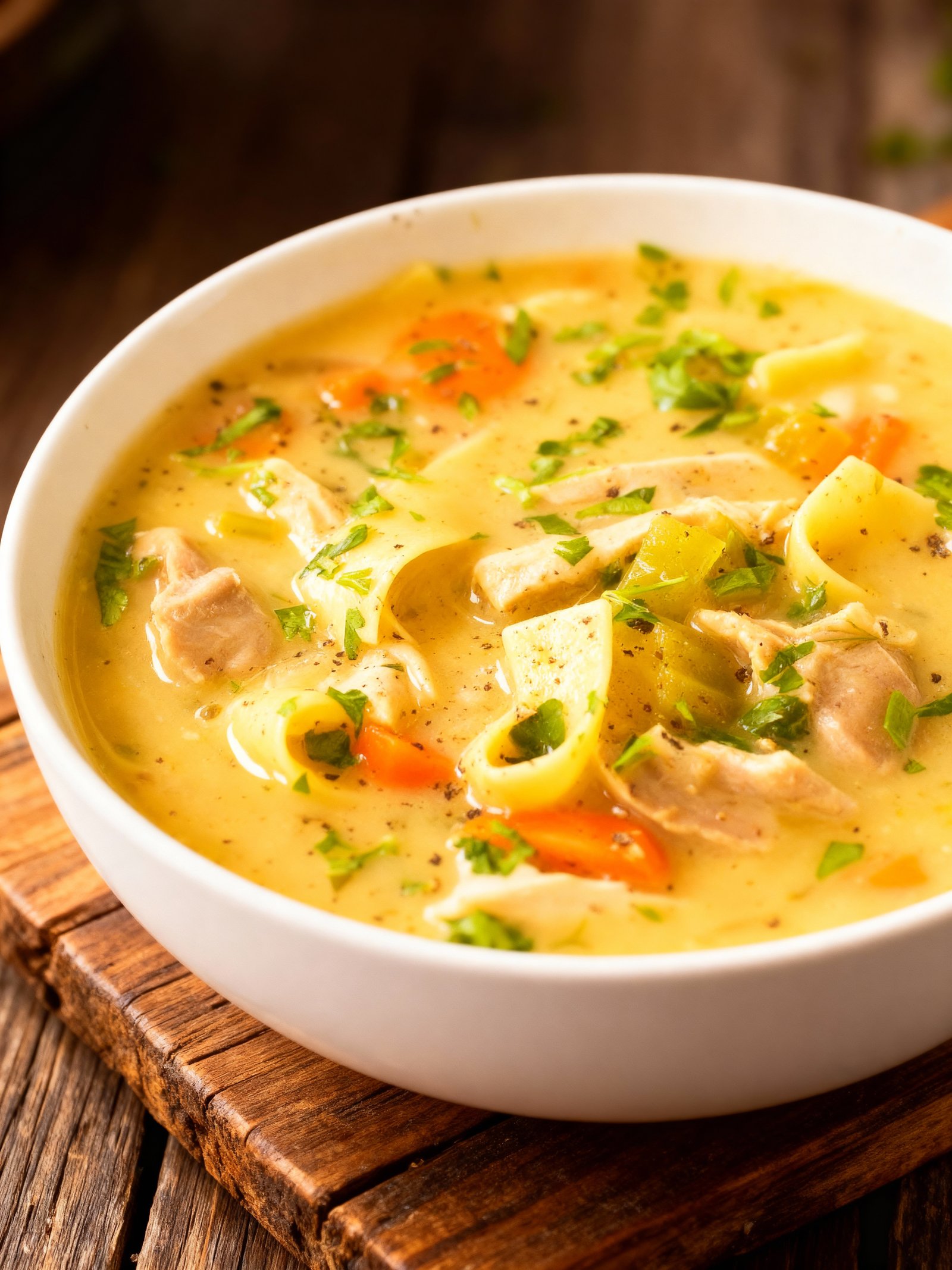 Creamy Chicken Noodle Soup finished