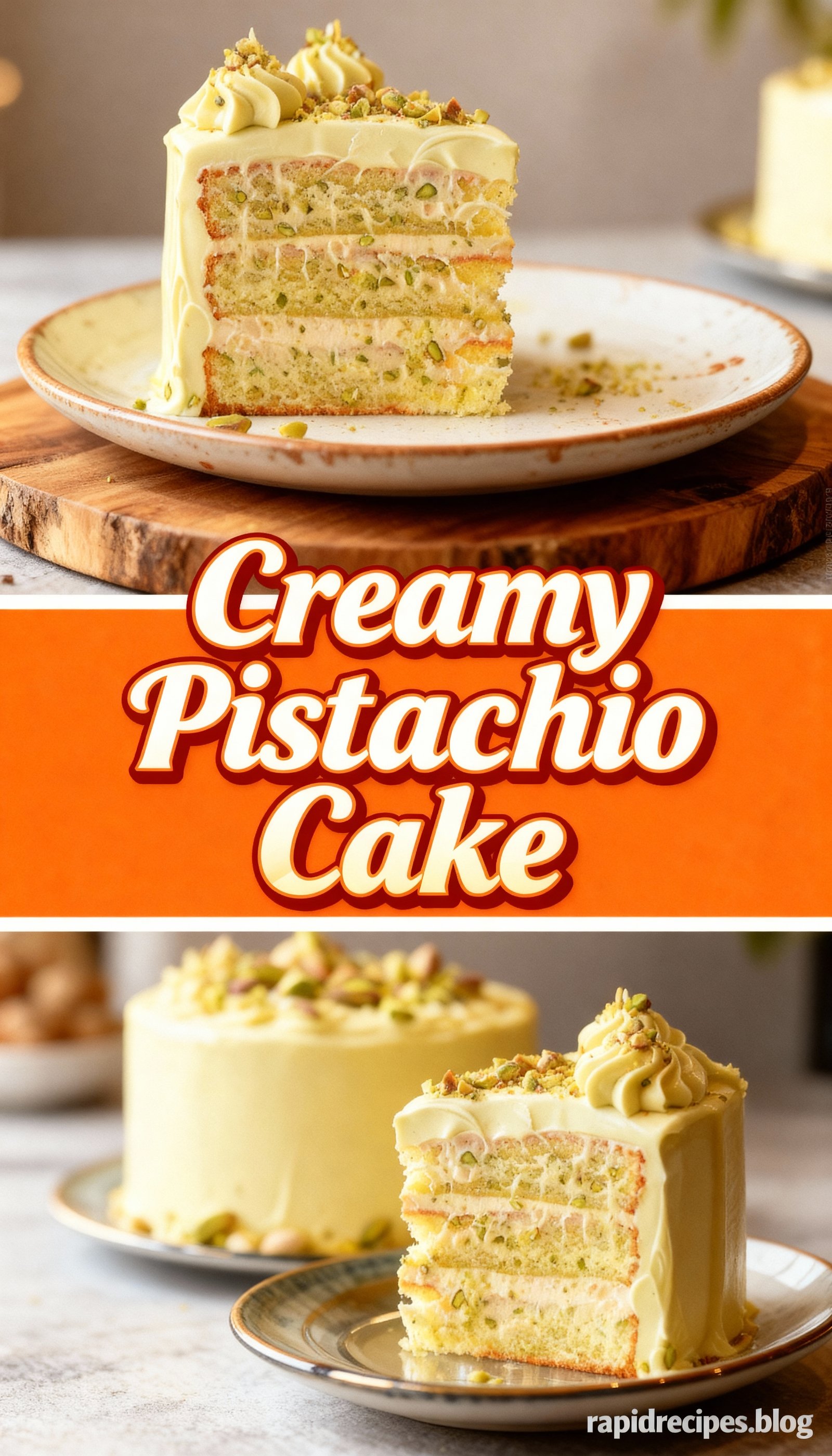 Creamy Pistachio Cake finished