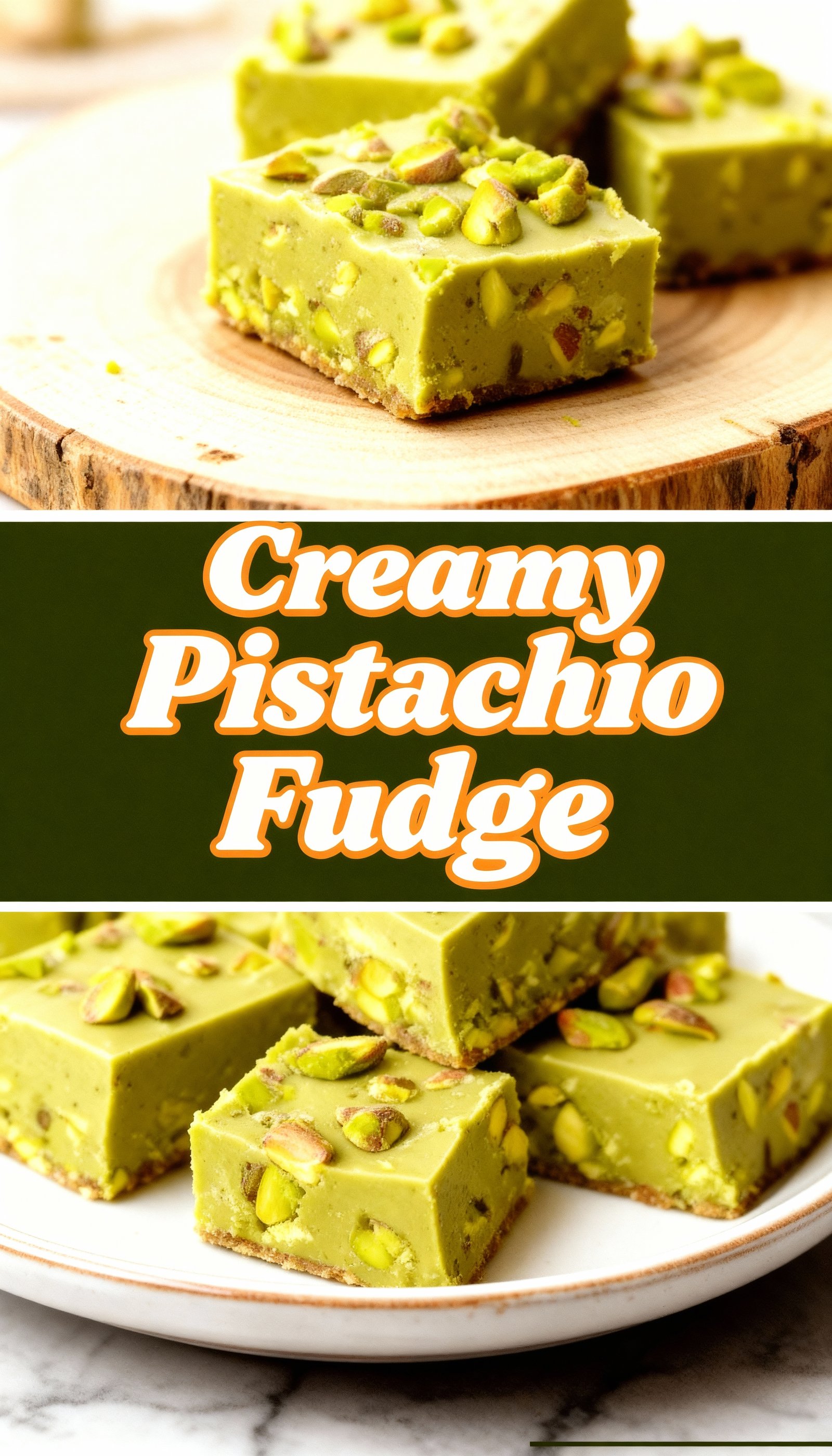 Creamy Pistachio Fudge finished